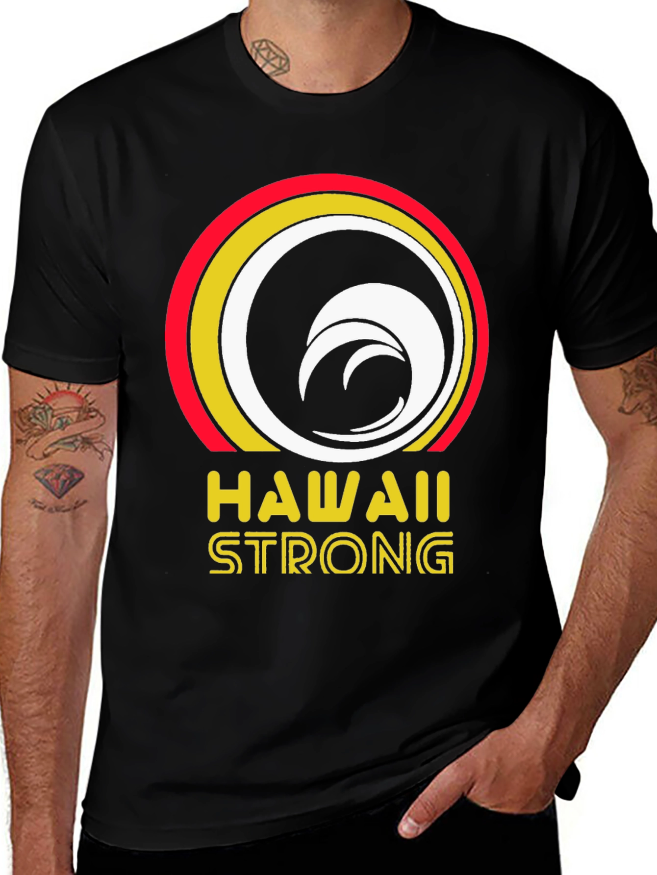 Variant 28 of Hawaii Strong Graphic Tee - Black T-Shirt