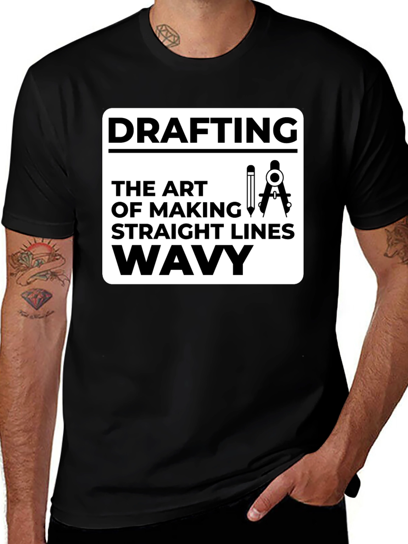 Variant 27 of Drafting Art T-Shirt - Straight Lines Wavy Funny Tee
