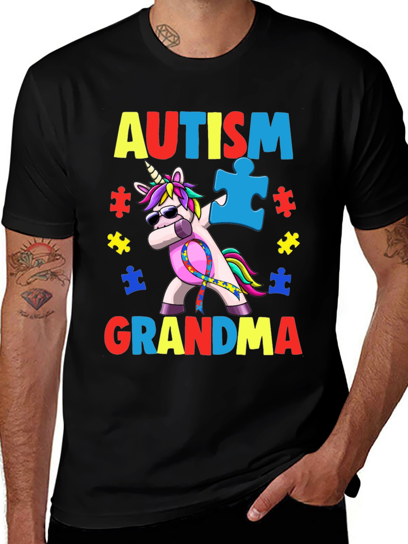 Variant 3 of Autism Grandma Unicorn Dabbing T-Shirt
