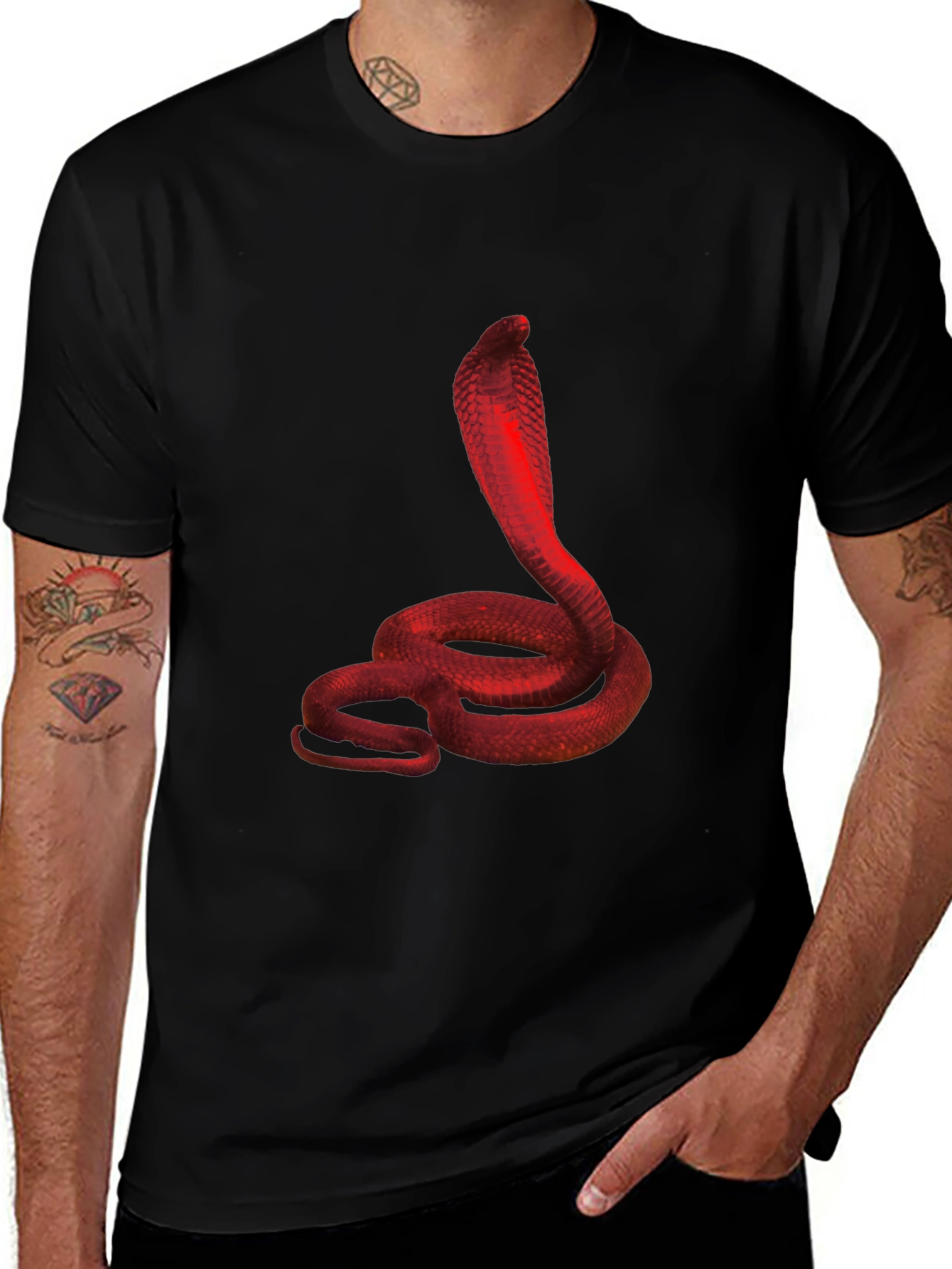 Variant 25 of Red Cobra Graphic Black T-Shirt