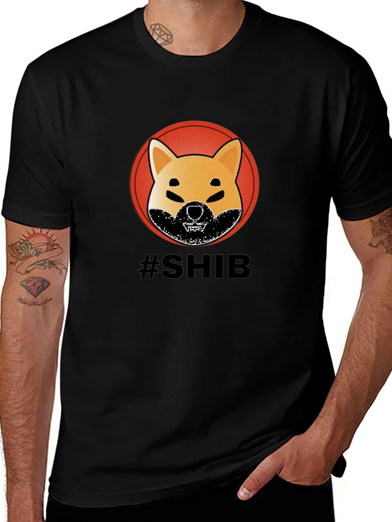 Variant 13 of Men's Black SHIB T-Shirt - Crypto Doge