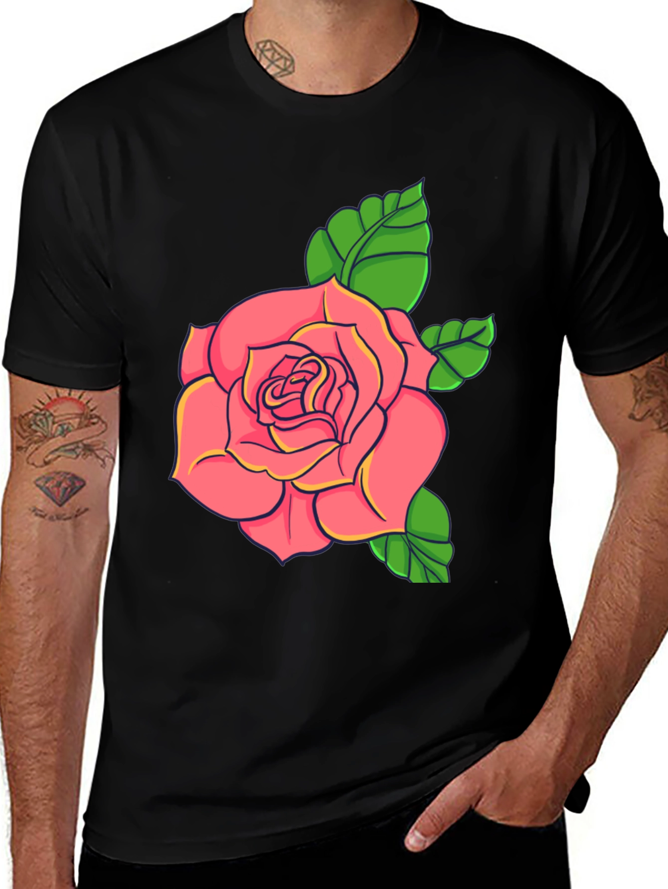 Variant 15 of Rose Graphic Black T-Shirt