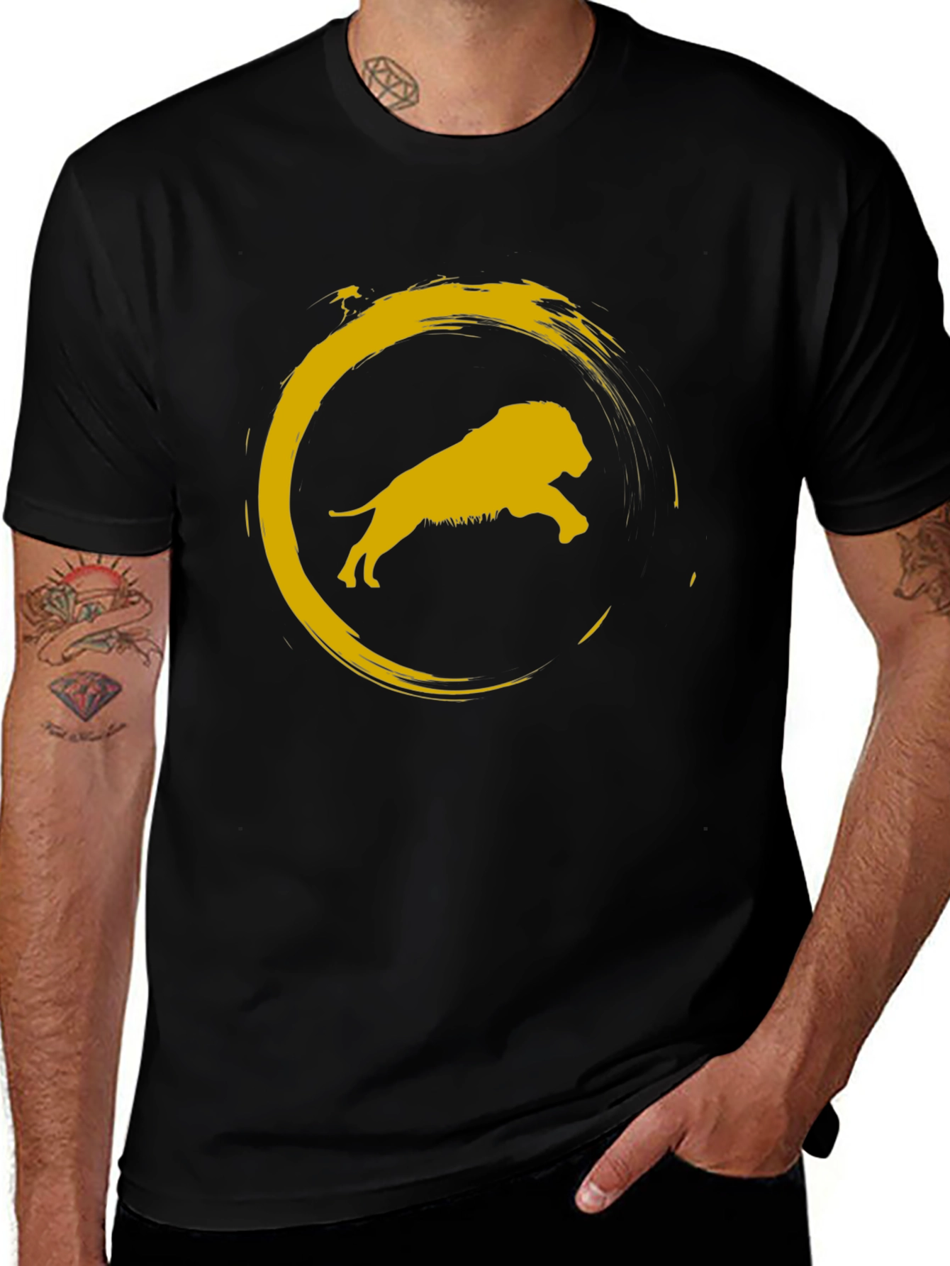 Variant 11 of Lion Circle Graphic Tee - Stylish Menswear