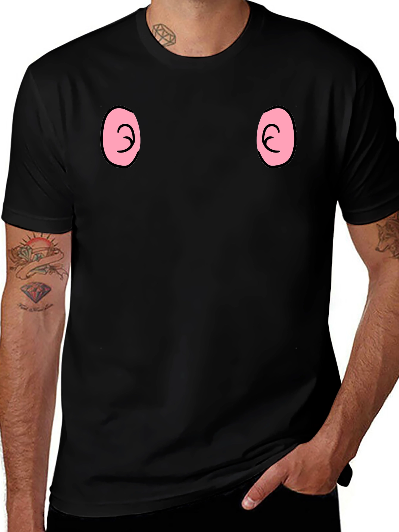 Variant 3 of Funny Cartoon Eyes Black T-Shirt