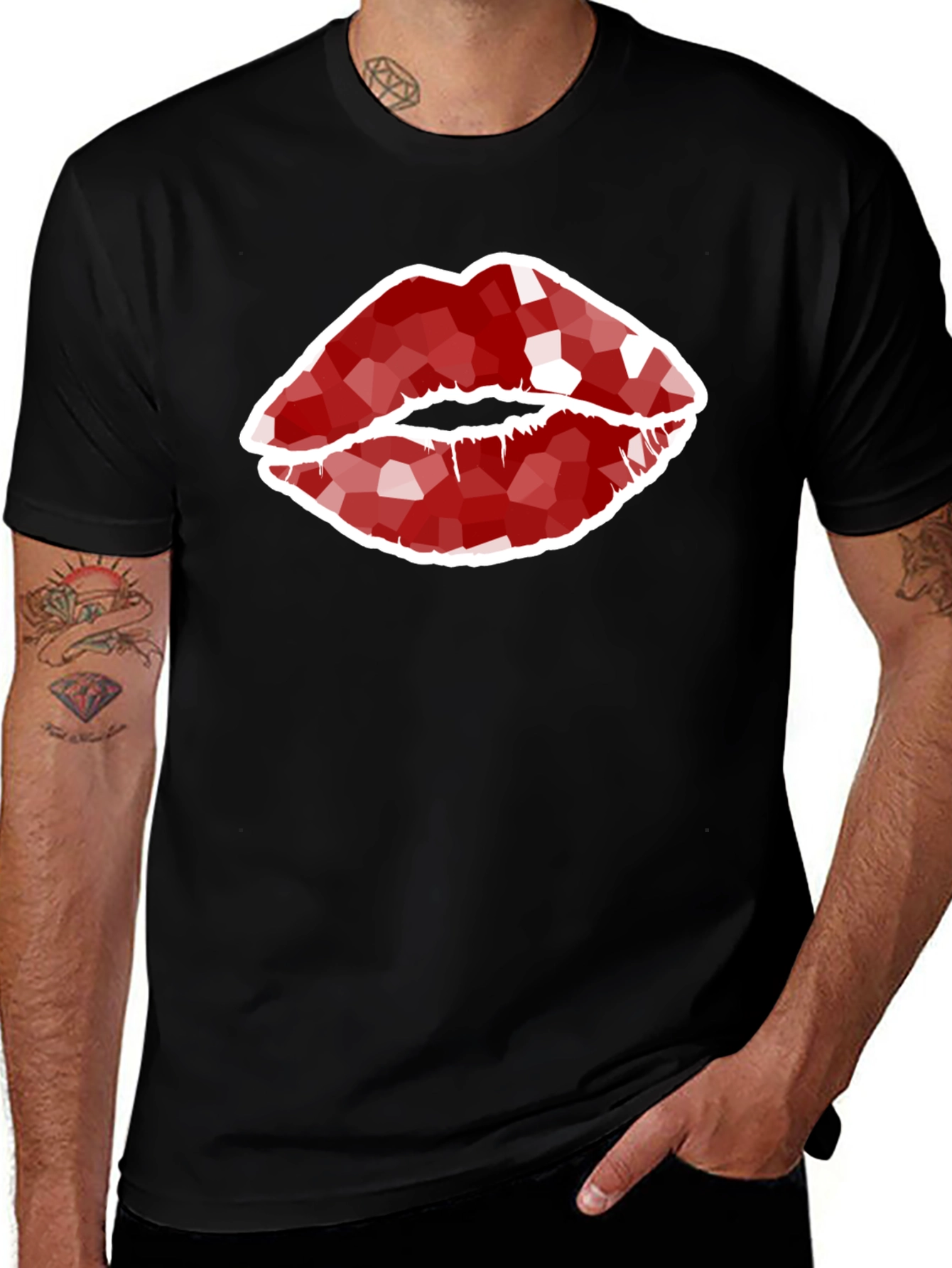 Variant 10 of Geometric Lips Graphic Print Men's T-Shirt