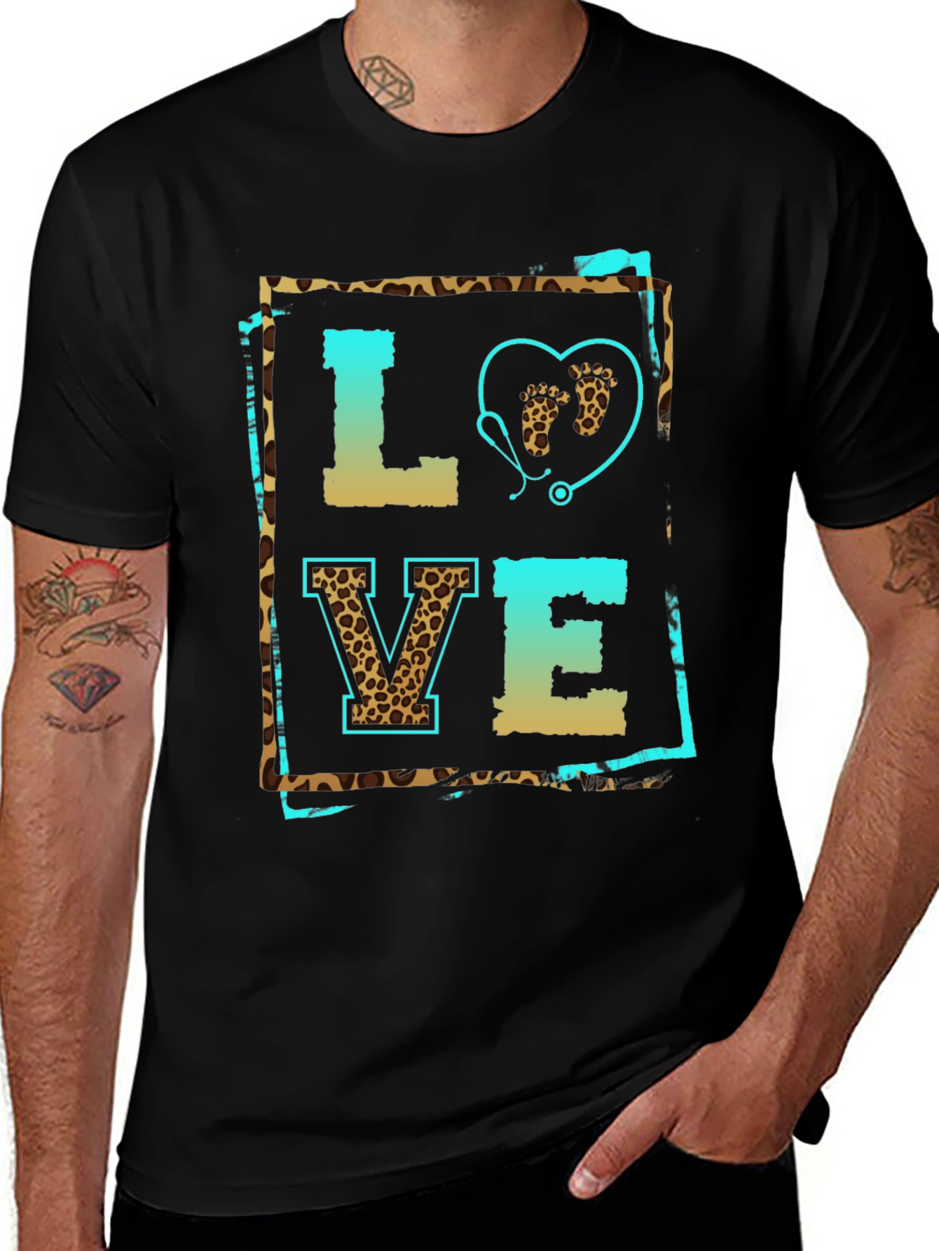 Variant 13 of Leopard Print Love Nurse T-Shirt