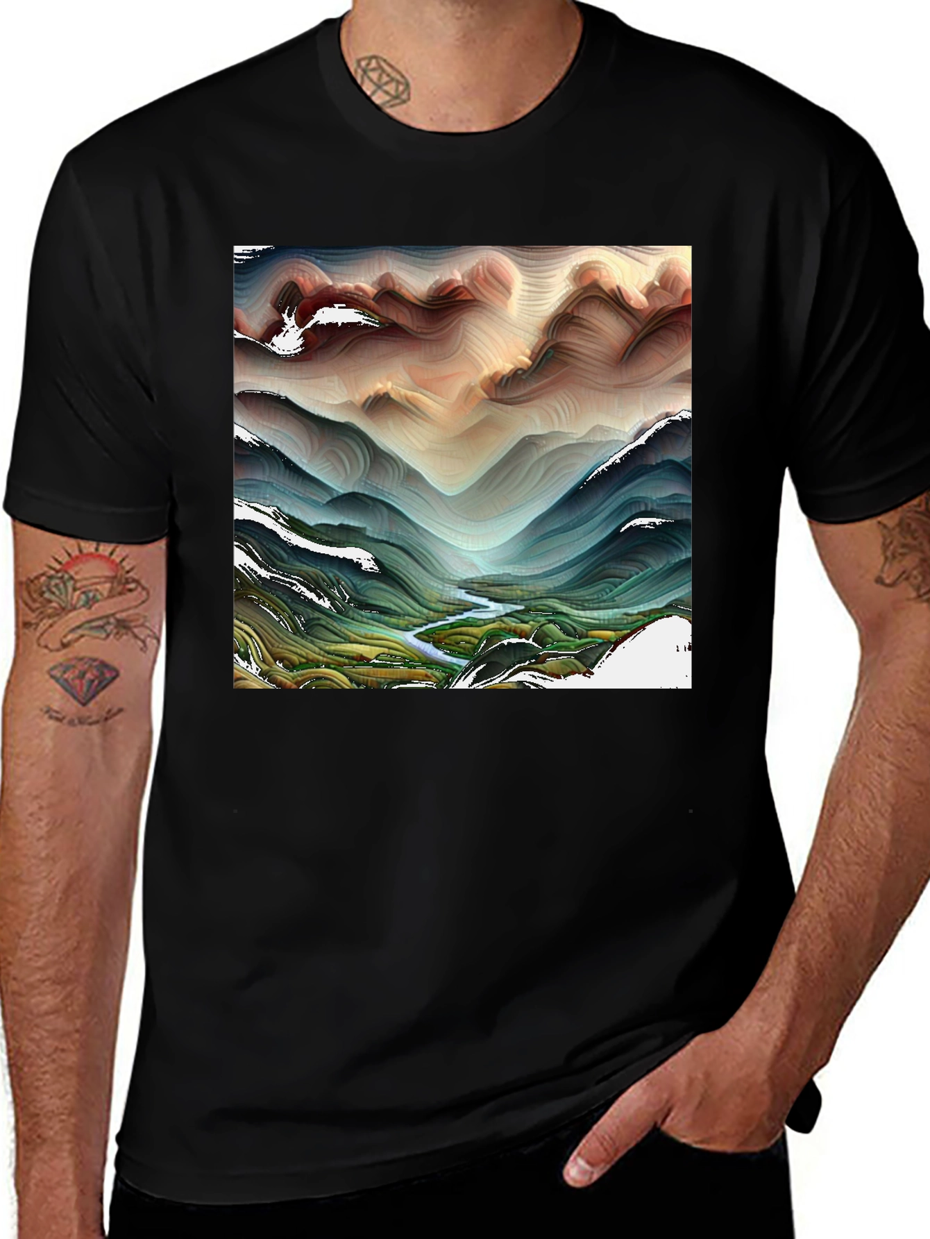 Variant 14 of Abstract Mountain Stream T-Shirt