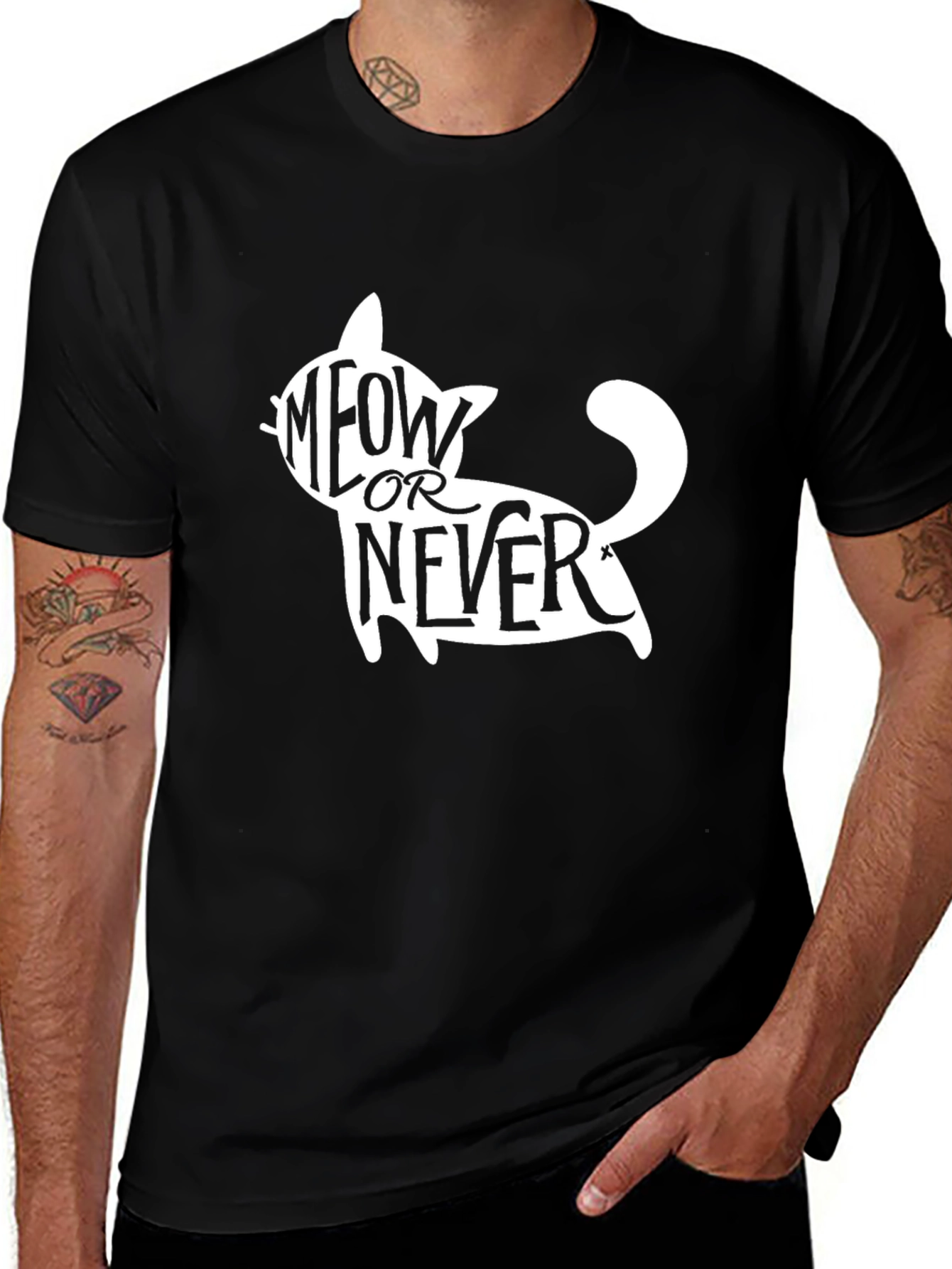 Variant 17 of Meow or Never Black T-Shirt
