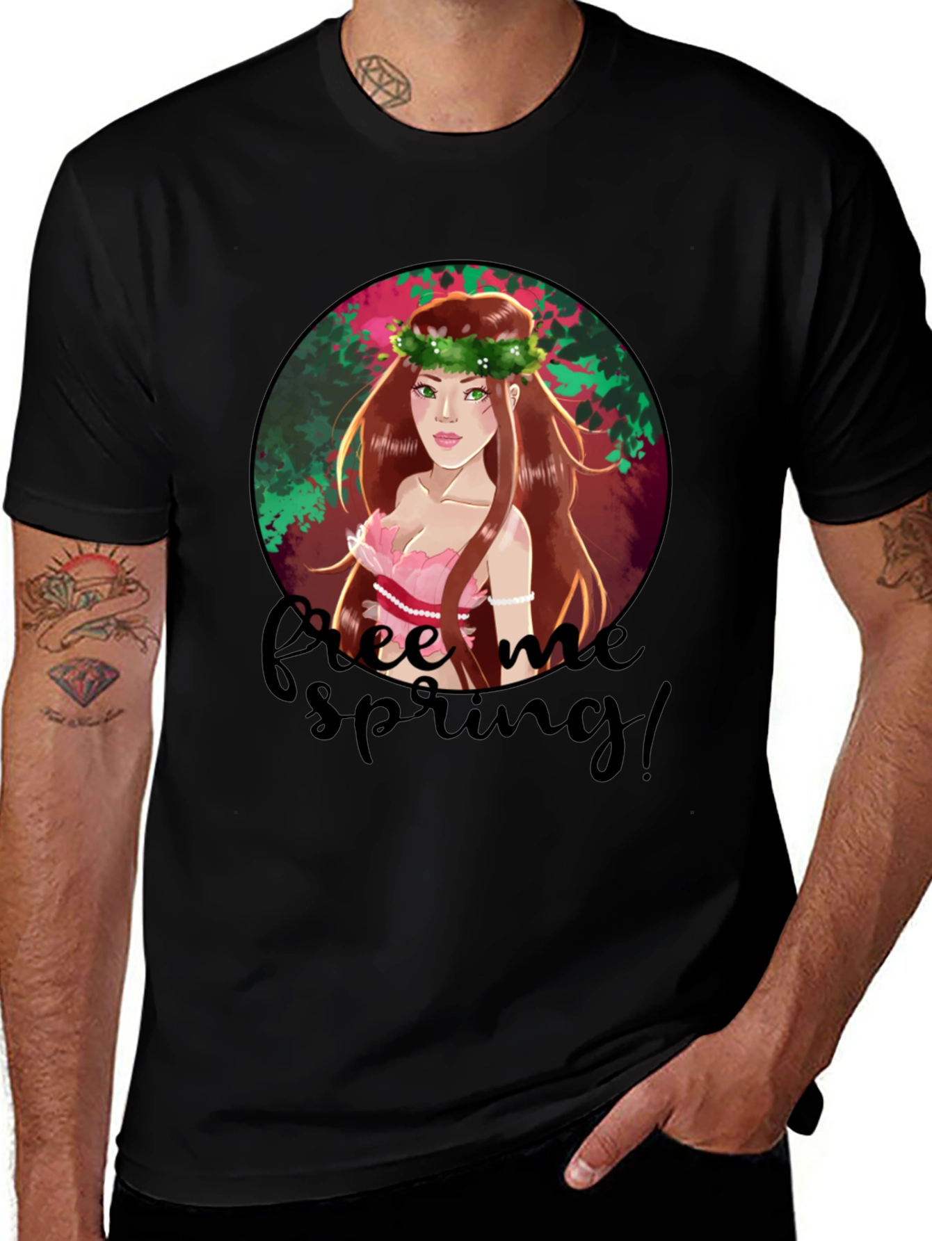 Variant 25 of Spring Goddess Graphic Tee - Black Cotton