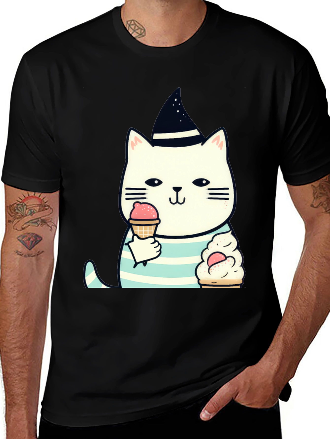 Variant 12 of Cute Cat Ice Cream Graphic Tee