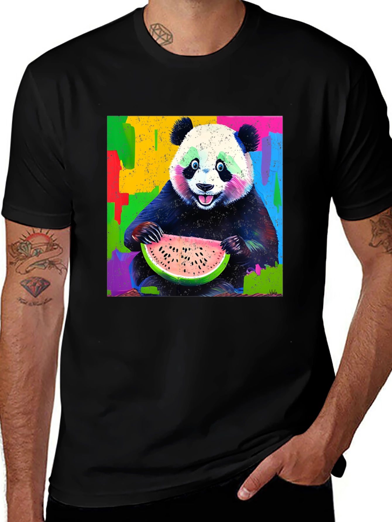 Variant 20 of Panda Eating Watermelon Graphic T-Shirt