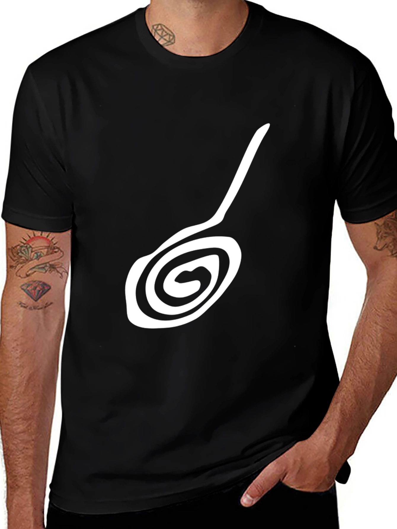 Stylish Black T-Shirt with Unique Abstract Design