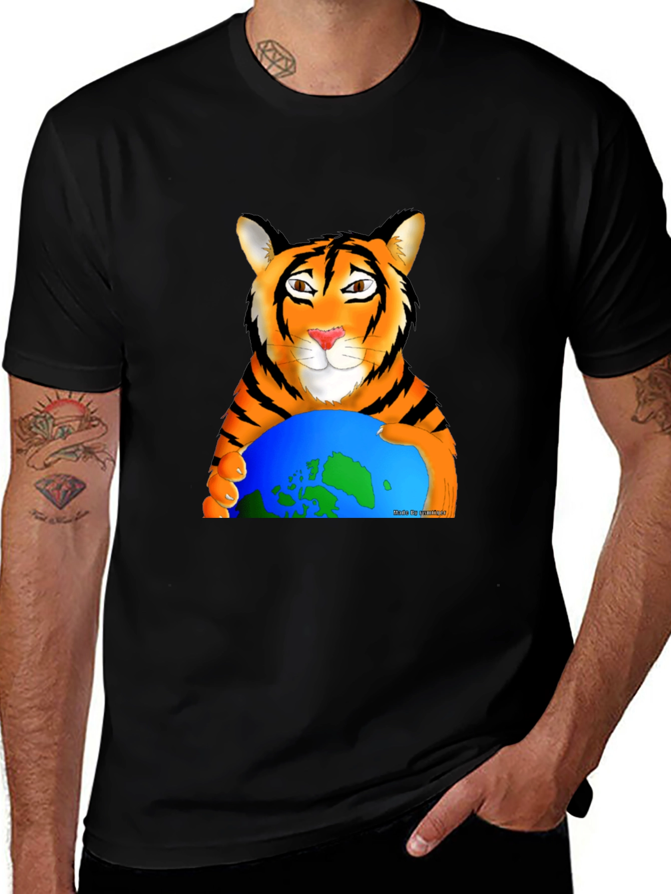 Variant 15 of Tiger Hugging Earth Graphic T-Shirt