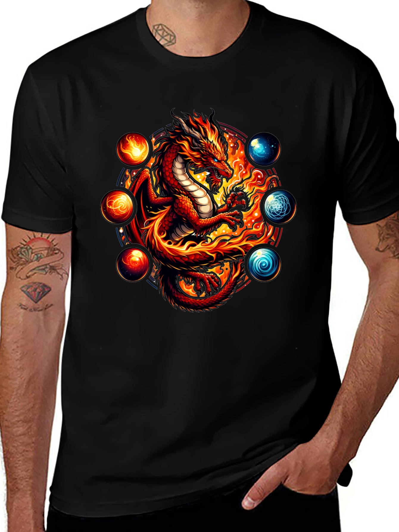 Dragon Sphere Graphic Tee - Bold Black T-Shirt