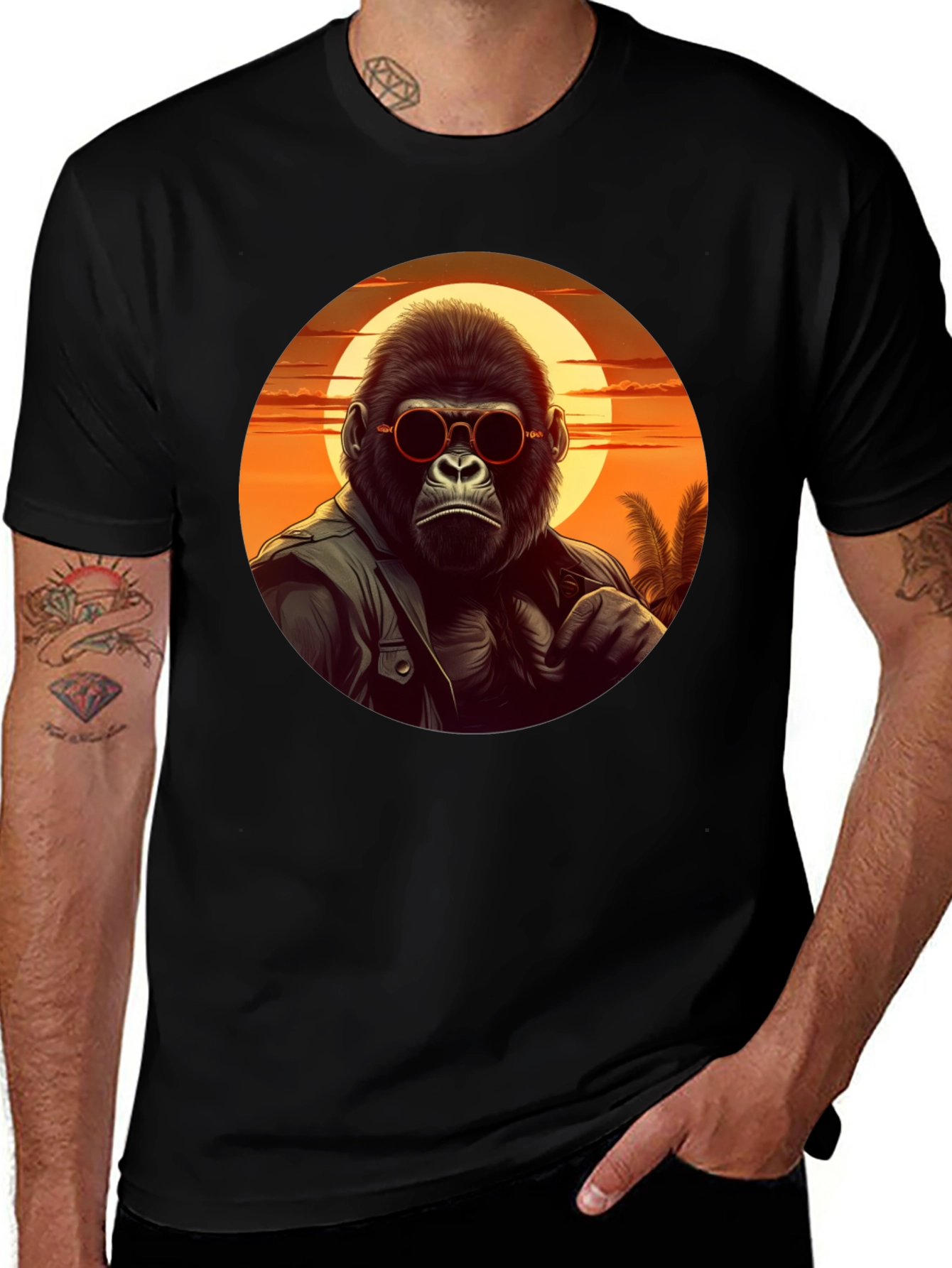 Variant 6 of Cool Gorilla Sunset T-Shirt