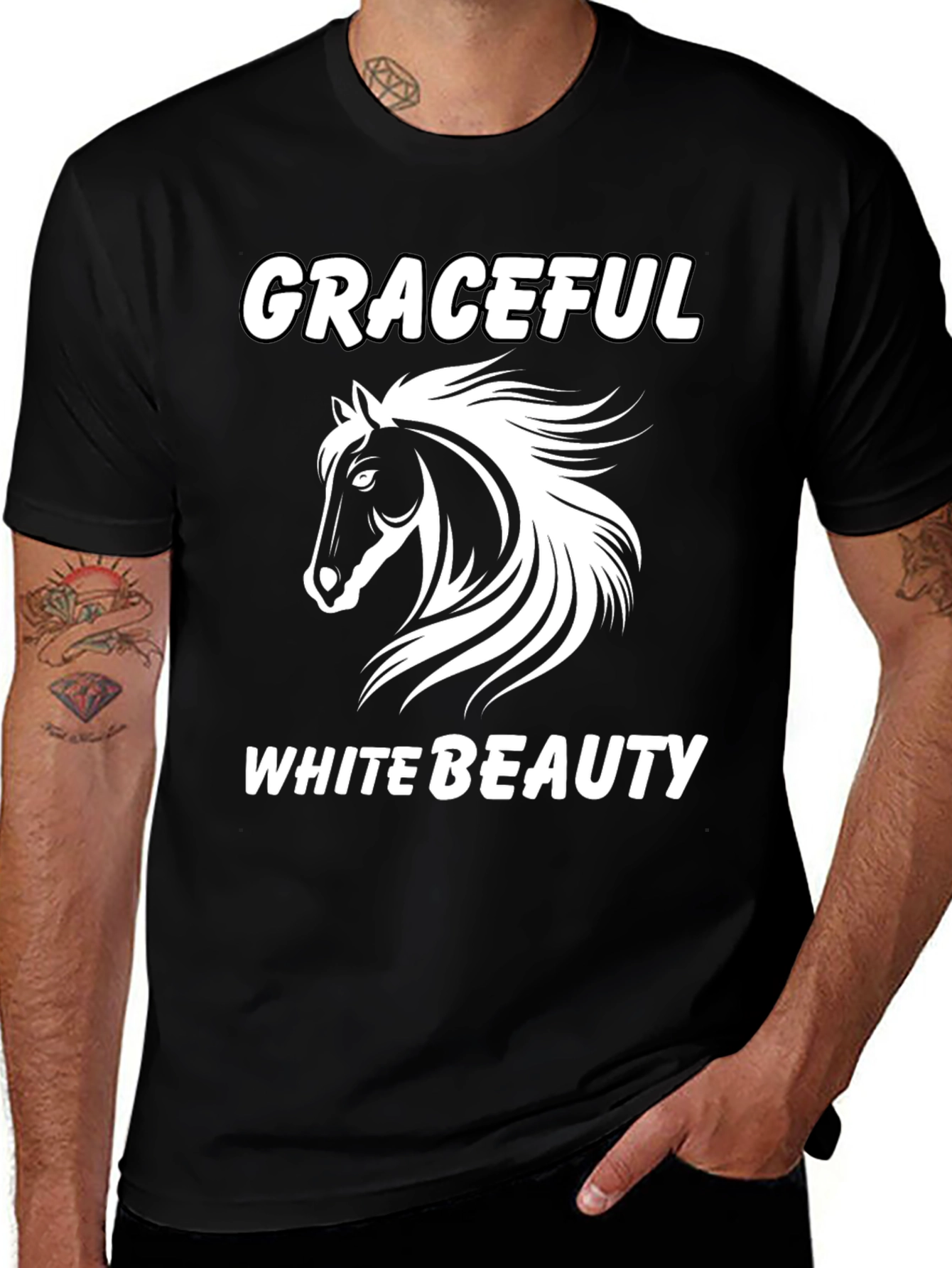 Variant 4 of Graceful White Beauty Horse Graphic T-Shirt