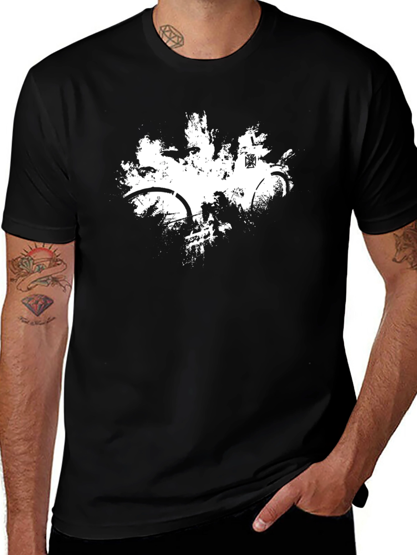 Variant 6 of Men's Black Graphic T-Shirt: Bike Design