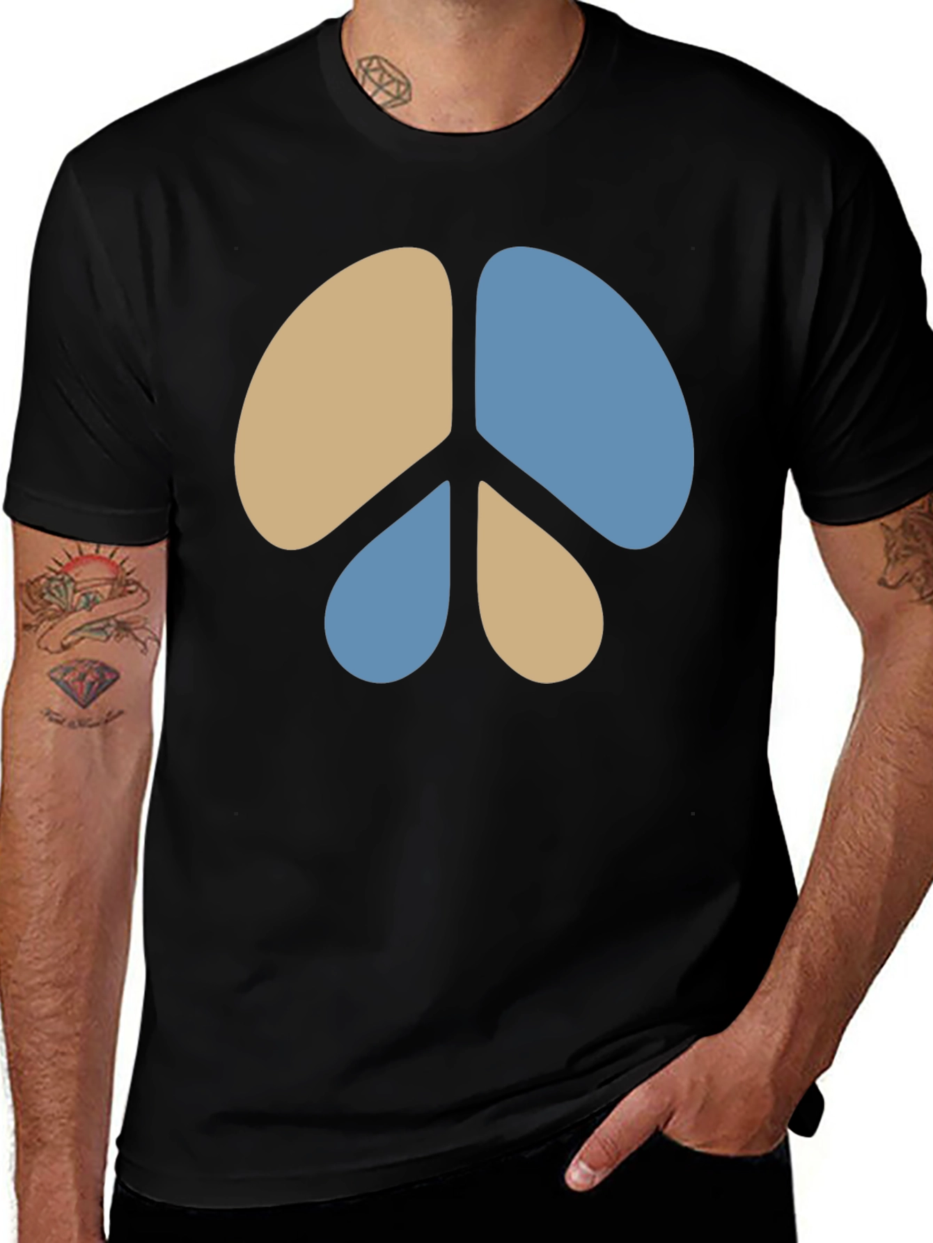 Variant 13 of Retro Peace Sign Graphic Tee - Black Casual Shirt