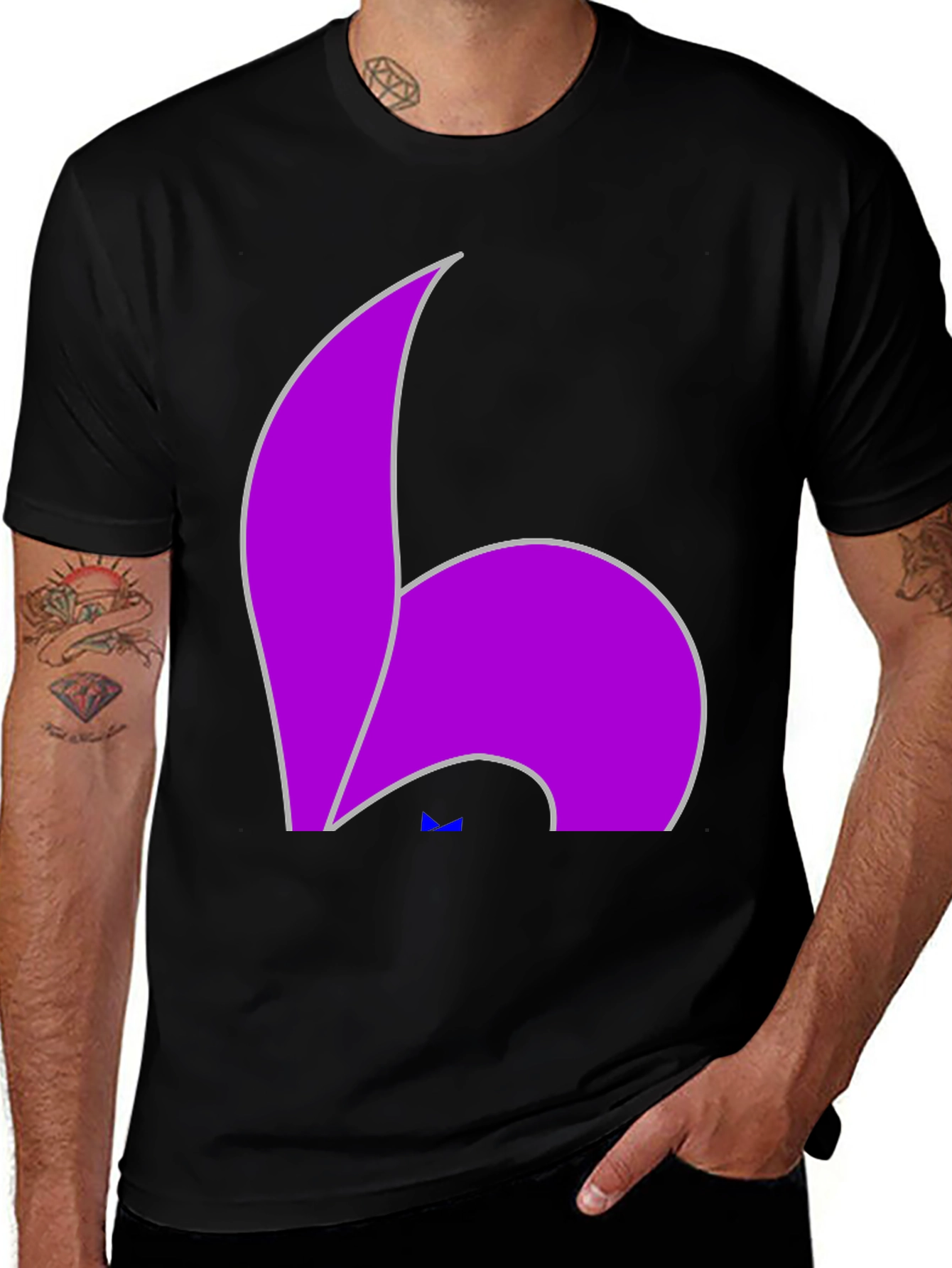 Variant 24 of Modern Purple Graphic Print Black T-Shirt