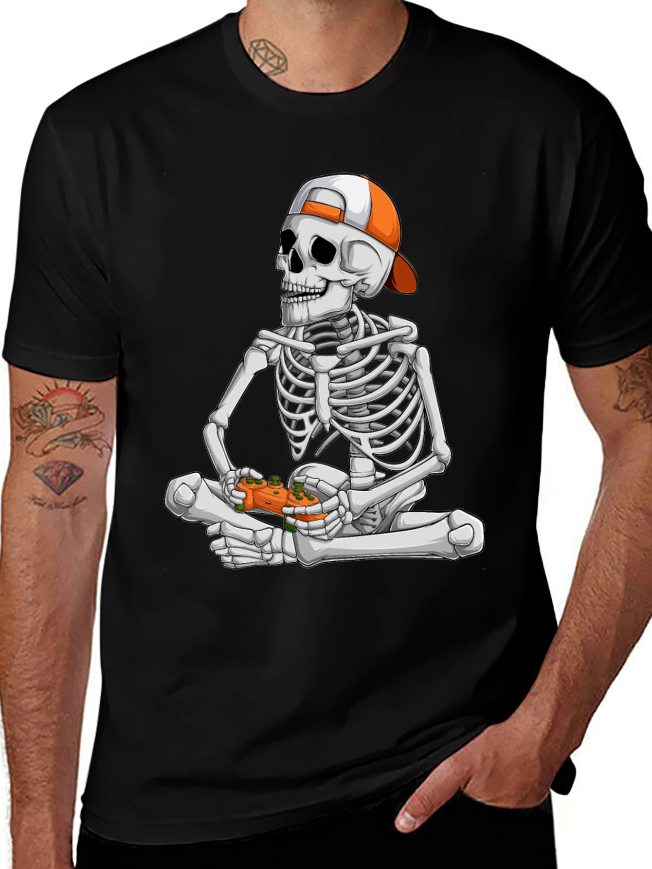 Variant 22 of Skeleton Gamer Graphic Tee - Black T-Shirt