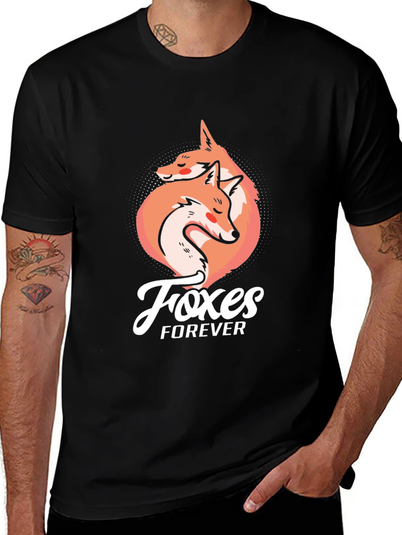 Variant 23 of Foxes Forever Graphic T-Shirt - Black