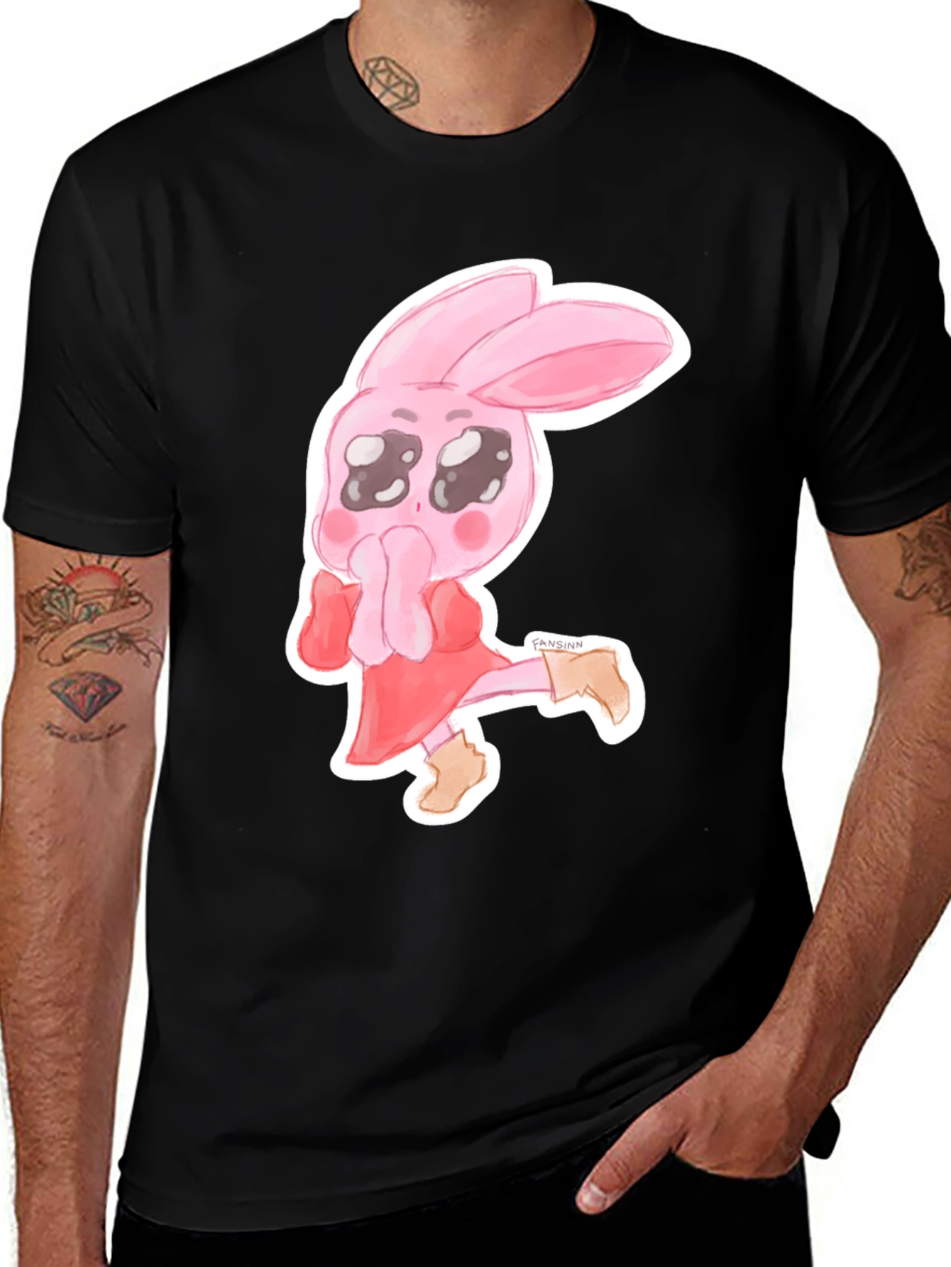 Variant 5 of Kawaii Pink Bunny Graphic Tee - Soft Cotton Blend