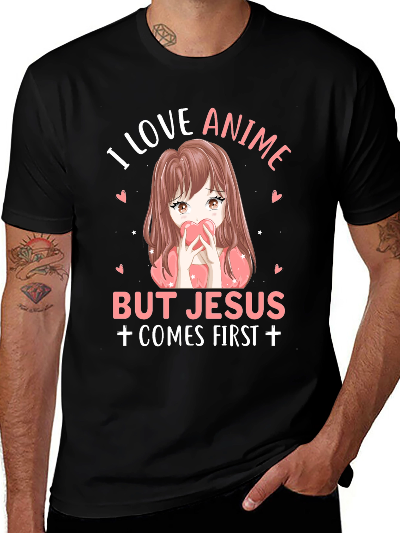 Variant 14 of I Love Anime But Jesus Comes First Black T-Shirt
