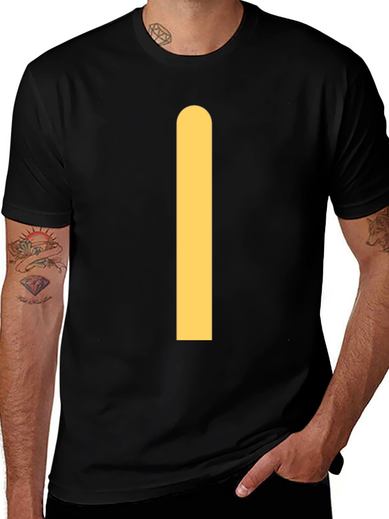 Variant 2 of Minimalist Yellow Stripe Black T-Shirt