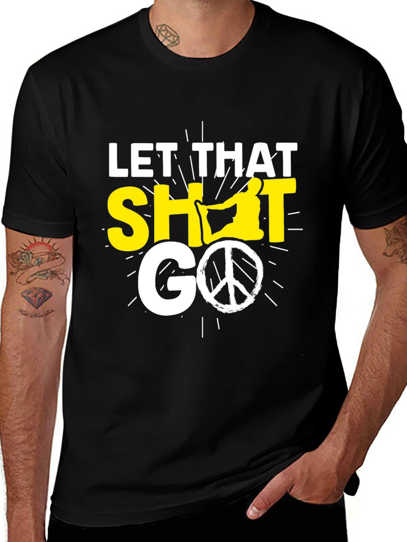 Variant 16 of Let That Shit Go T-Shirt, Yoga & Peace Sign