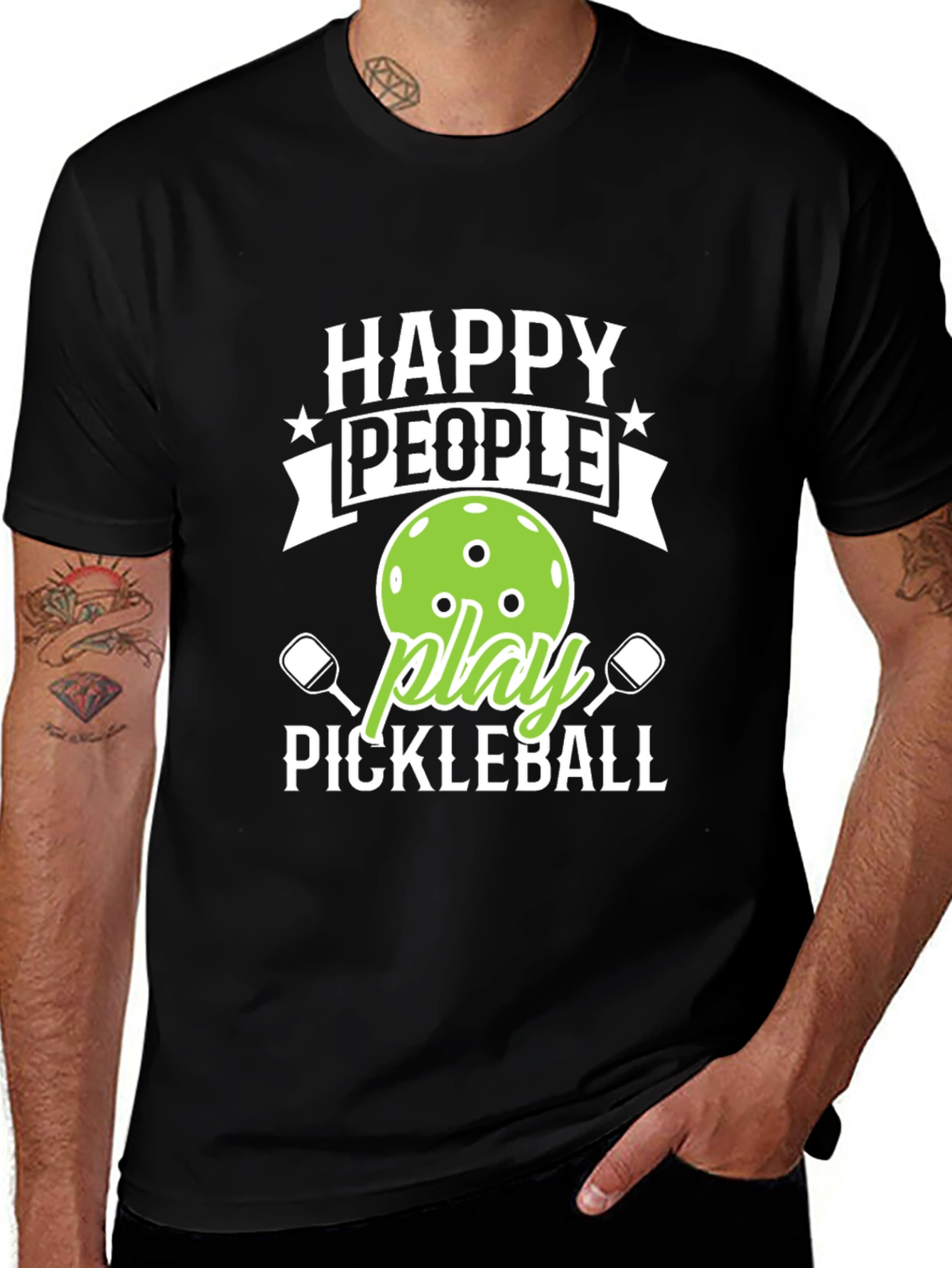 Variant 24 of Happy People Play Pickleball Graphic Tee