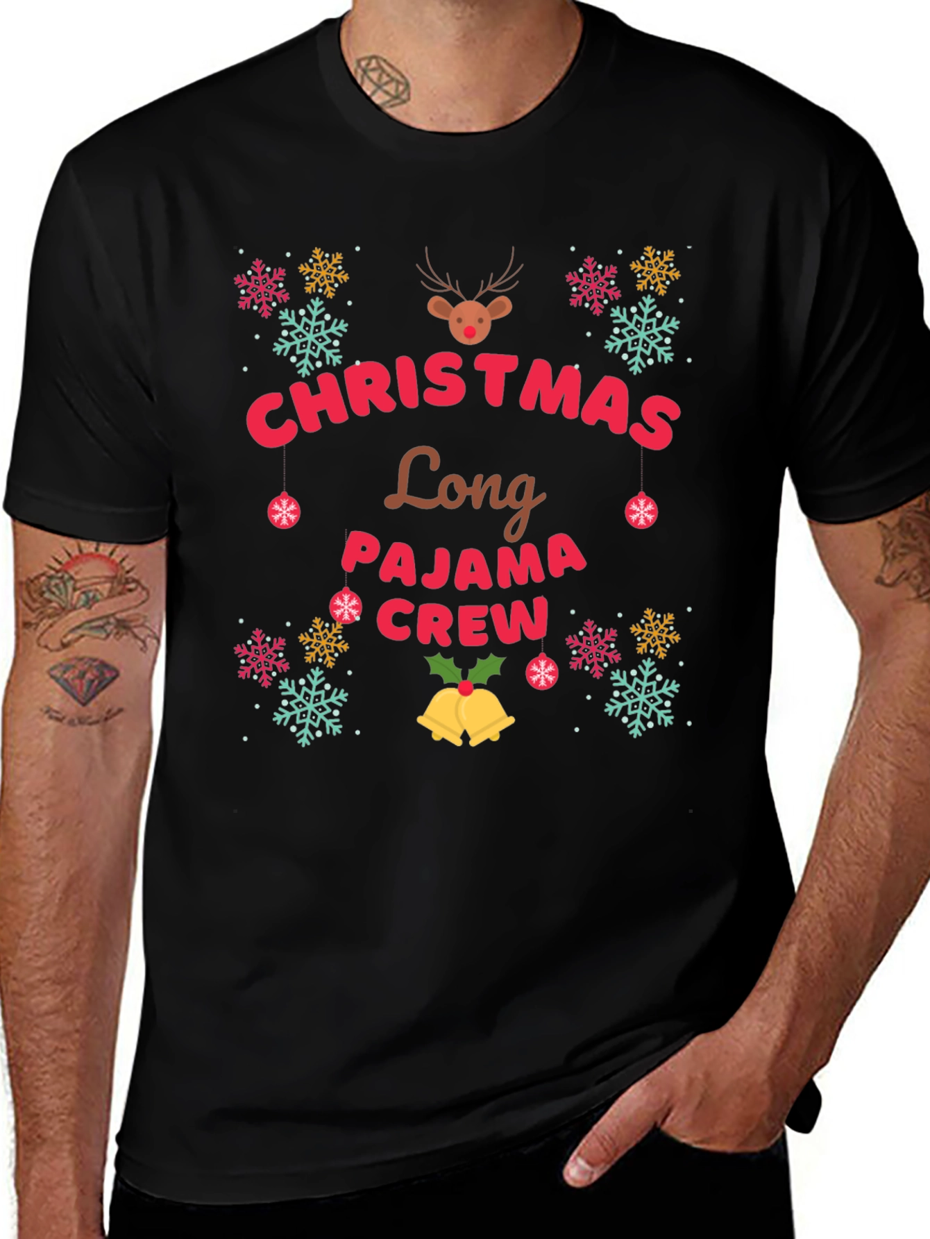 Christmas Long Pajama Crew T-Shirt