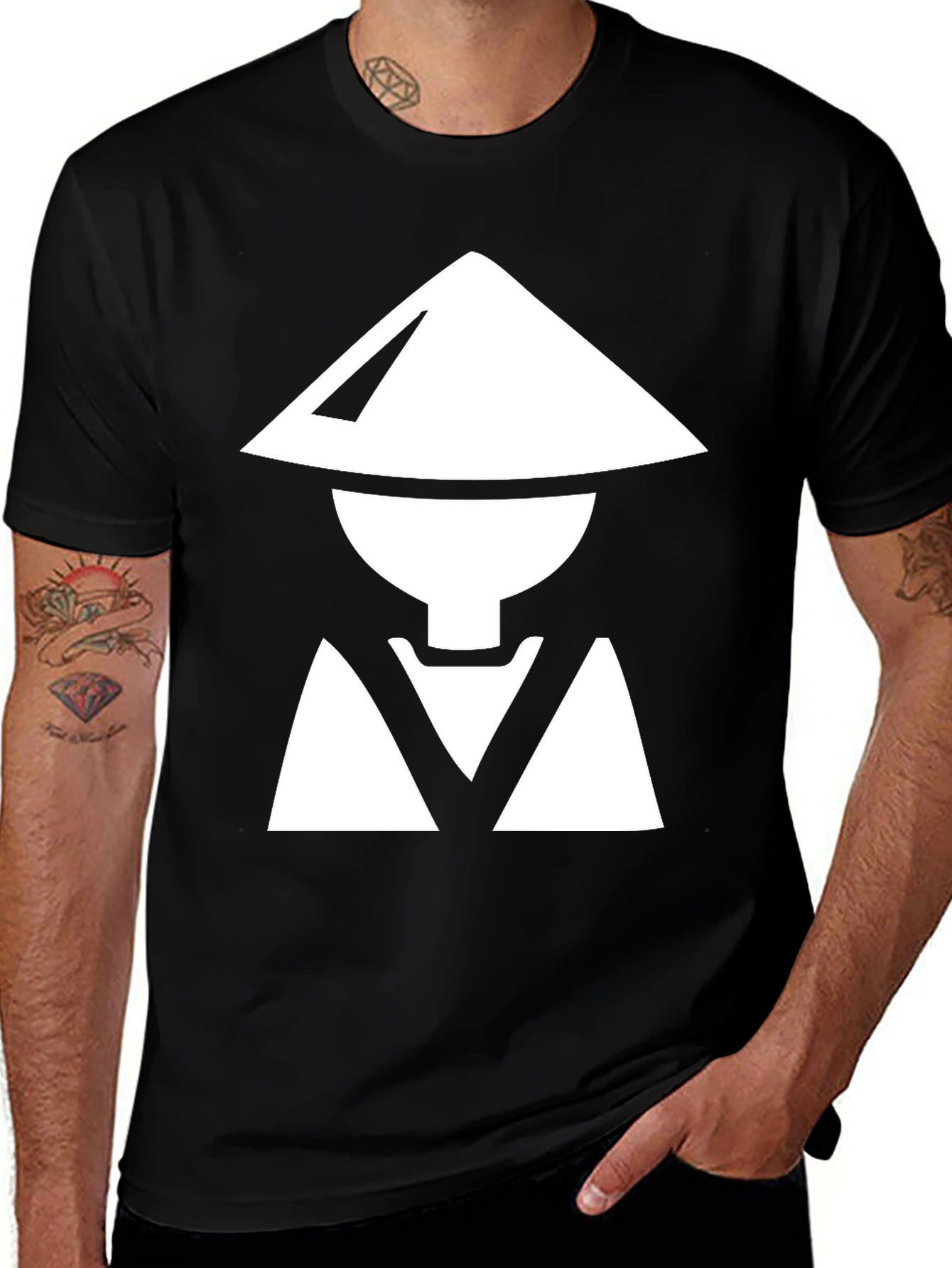 Variant 6 of White Ninja Graphic Black T-Shirt