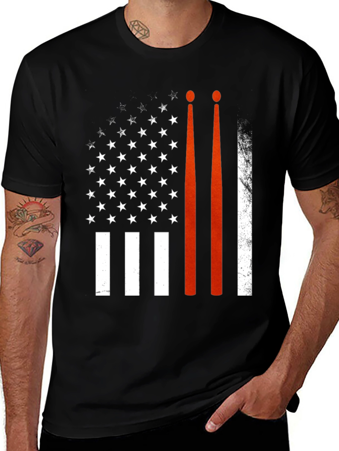 Variant 7 of Drummer USA Flag T-Shirt Patriotic Band Tee