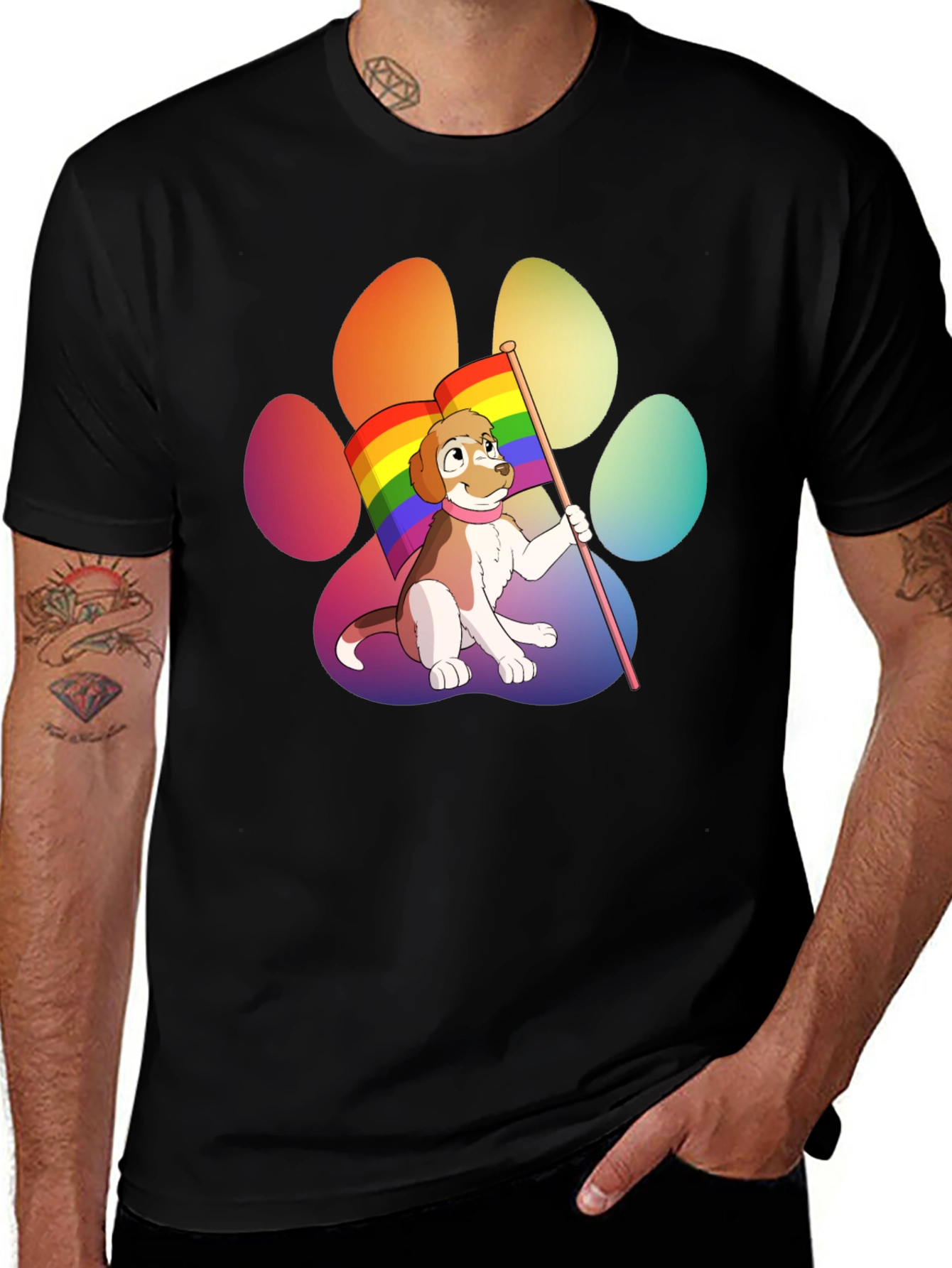 Variant 9 of Pride Pup T-Shirt - LGBTQ+ Dog Paw Tee