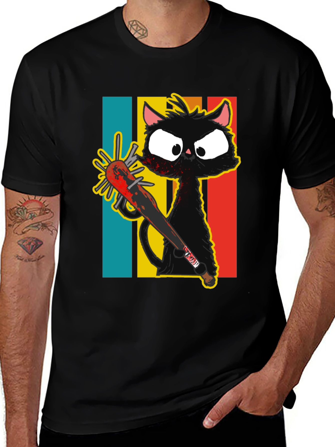 Variant 14 of Crazy Cat Baseball Bat Graphic T-Shirt
