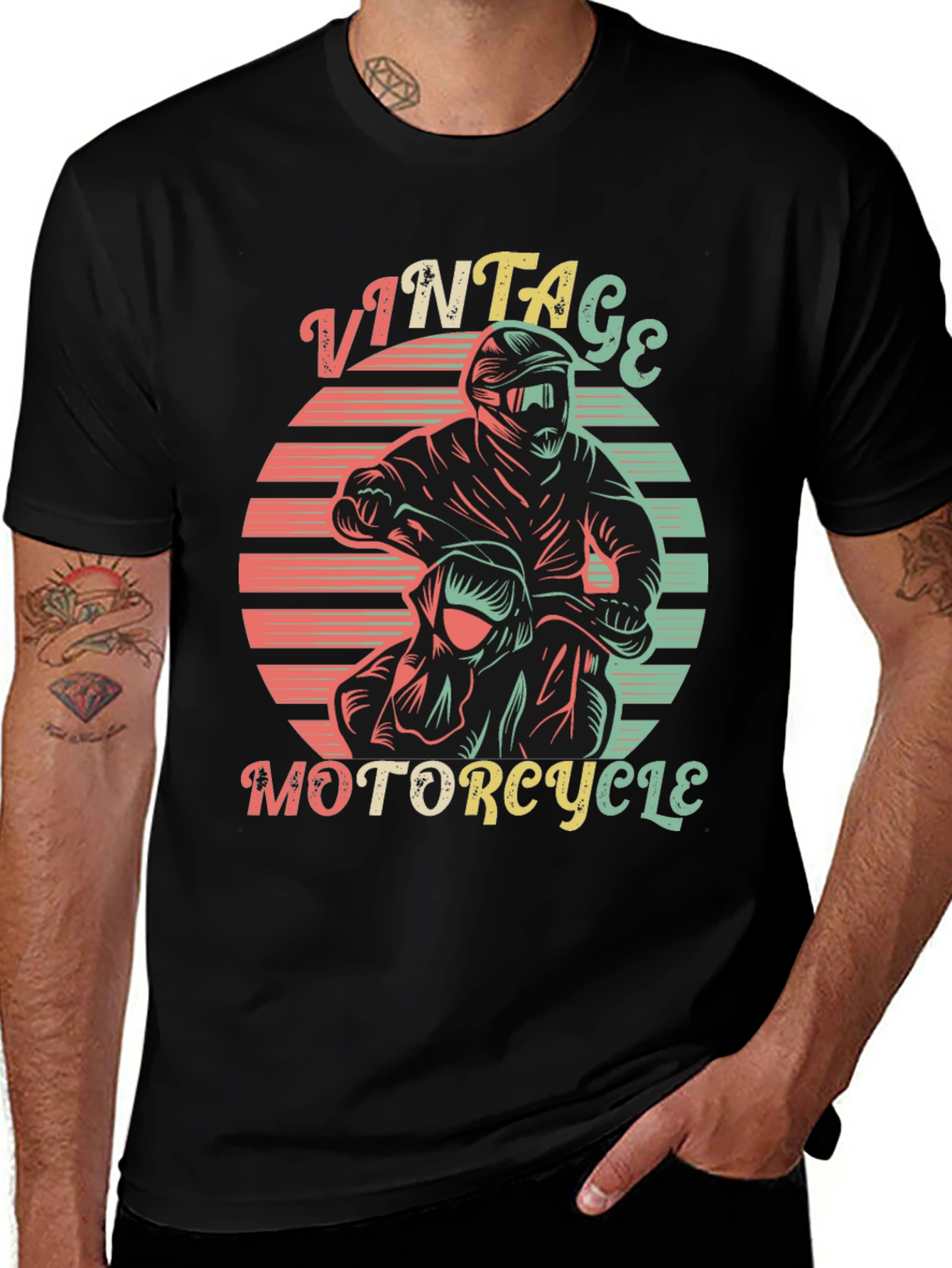 Variant 28 of Vintage Motorcycle Graphic T-Shirt - Cool Rider Design