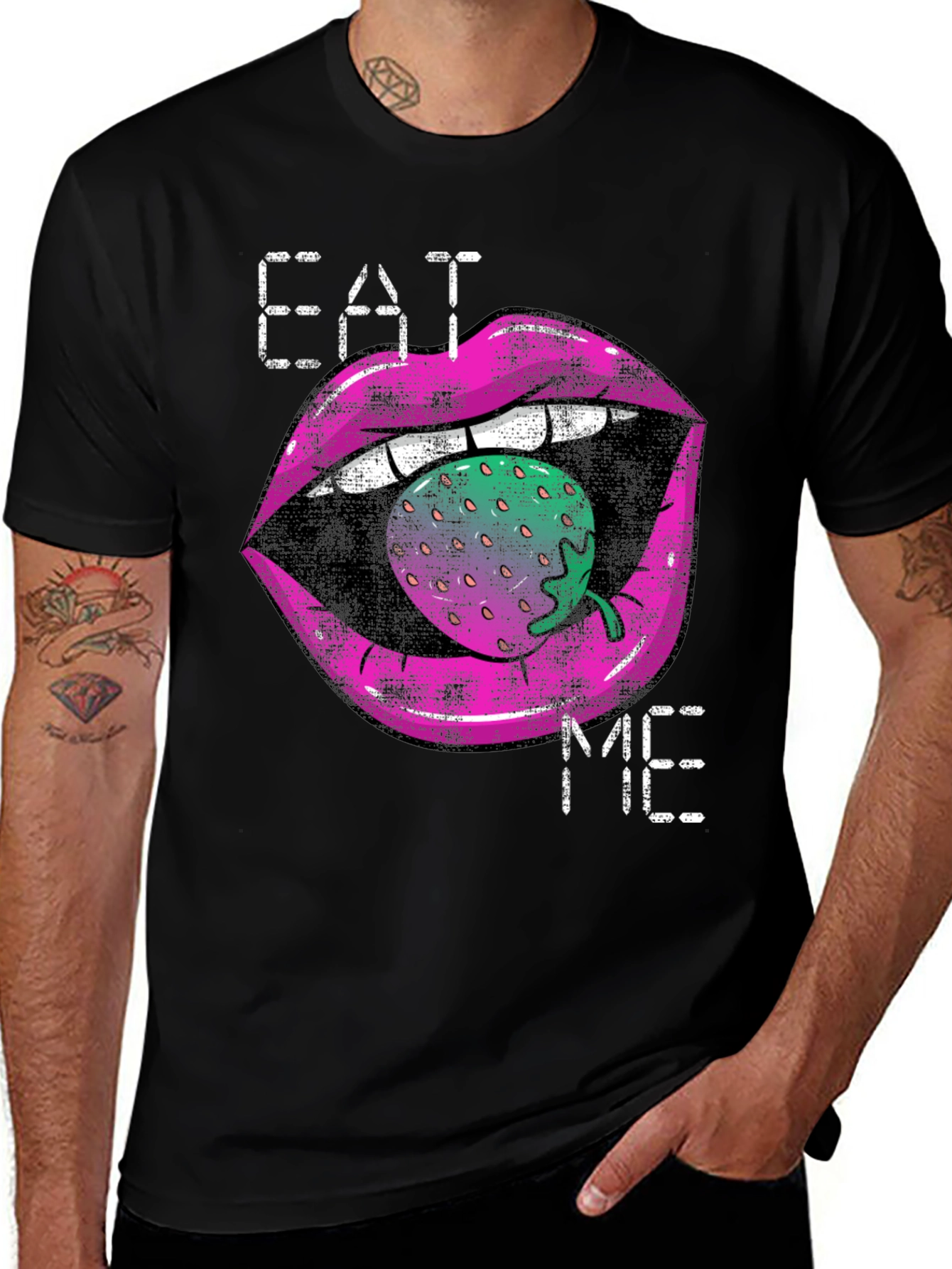 Variant 2 of Eat Me Strawberry Lips Graphic T-Shirt