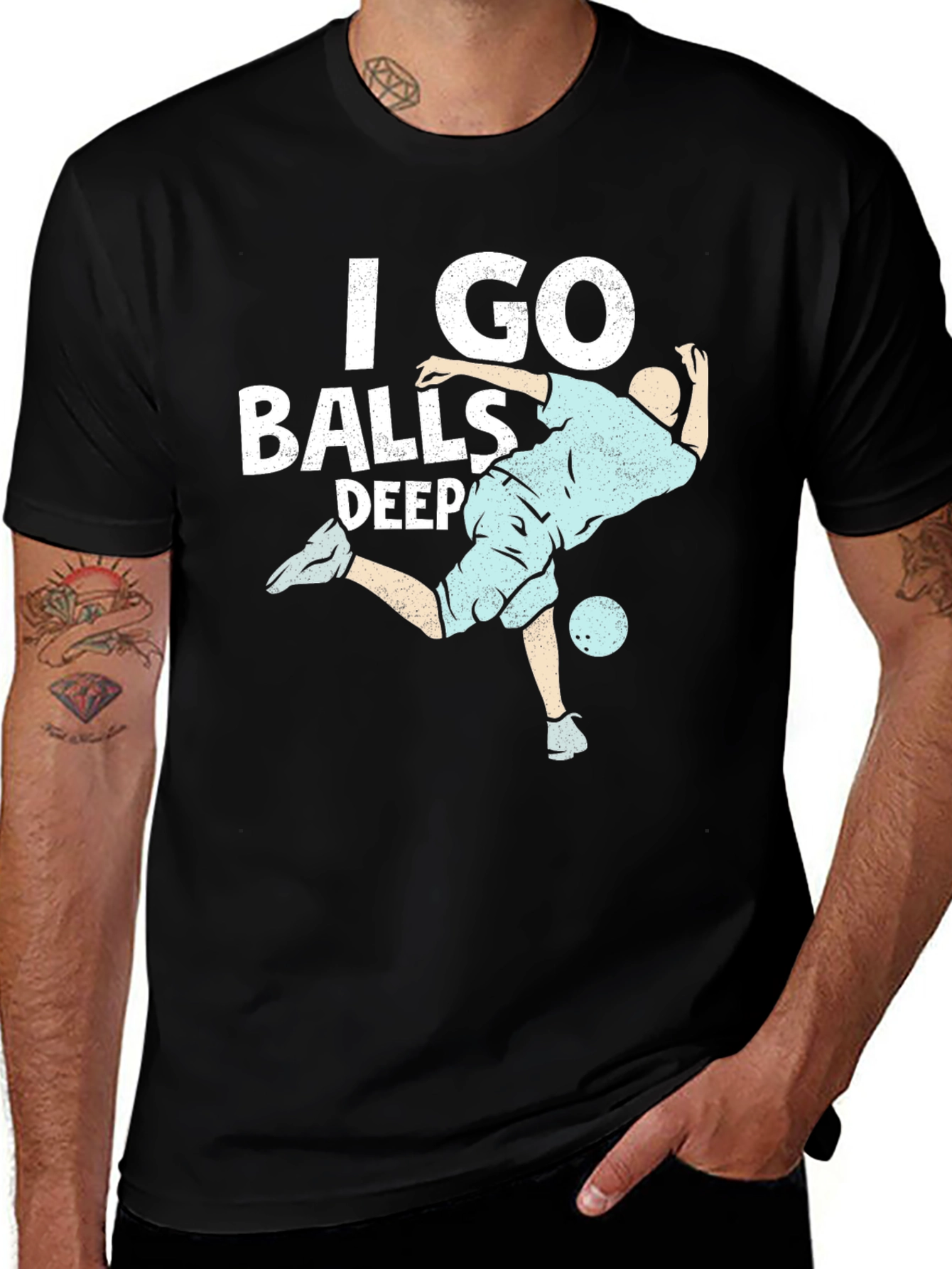 Variant 20 of I Go Balls Deep T-Shirt Black Cotton Graphic Tee
