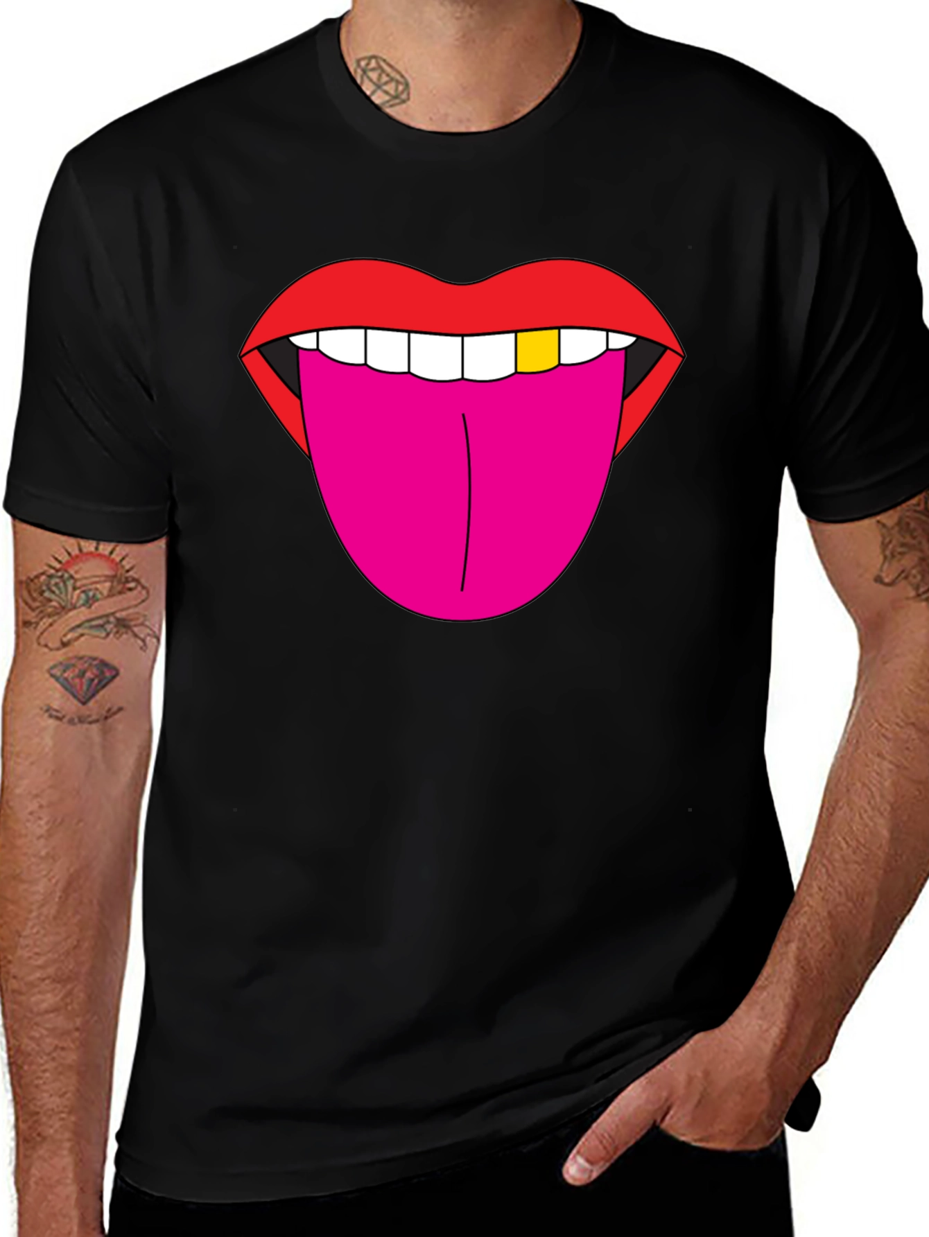 Variant 27 of Lips & Tongue Graphic Tee - Bold Black T-Shirt