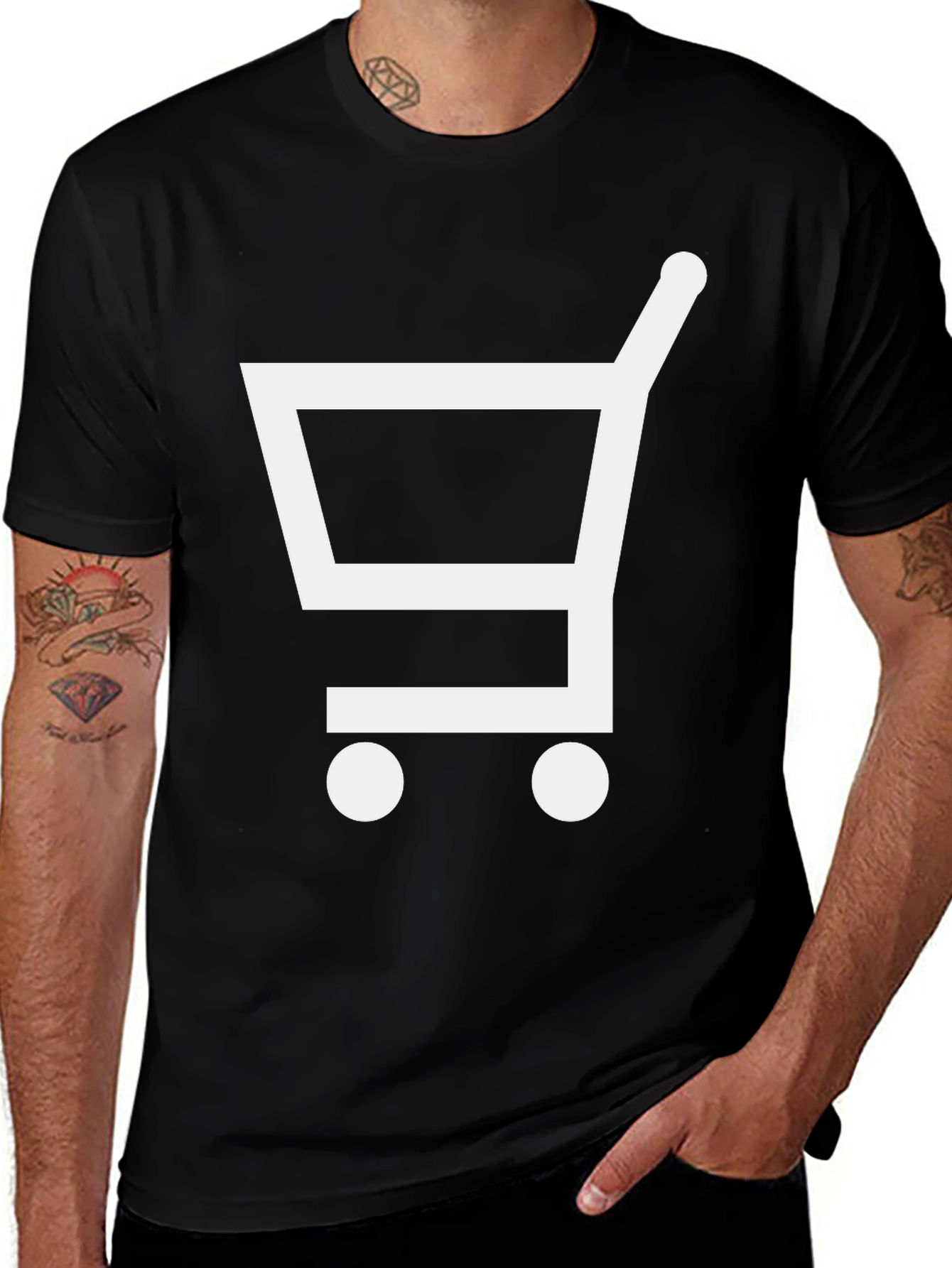 Variant 23 of Shopping Cart Graphic Tee - Black Cotton Comfort