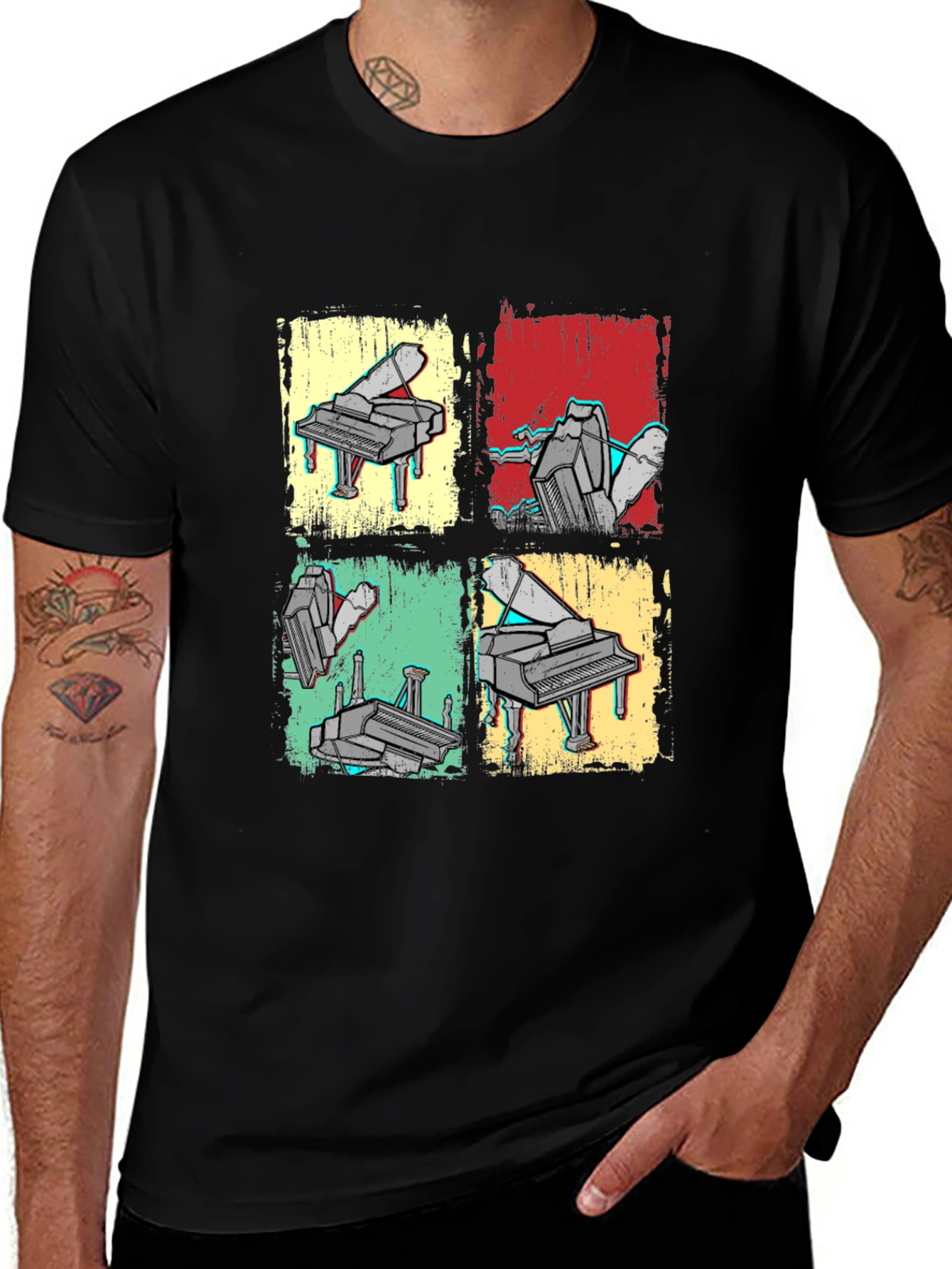 Variant 11 of Retro Piano Art T-Shirt - Musical Graphic Tee