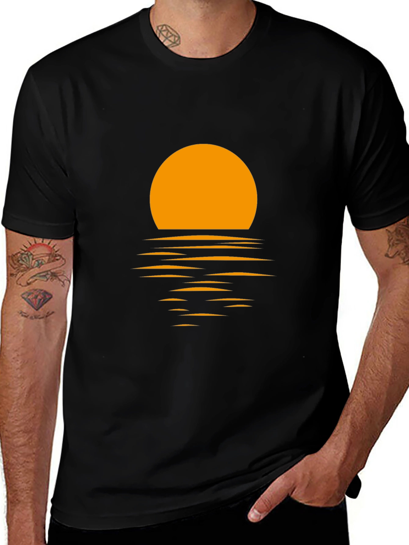 Variant 6 of Sunset Graphic Tee - Black Cotton Blend