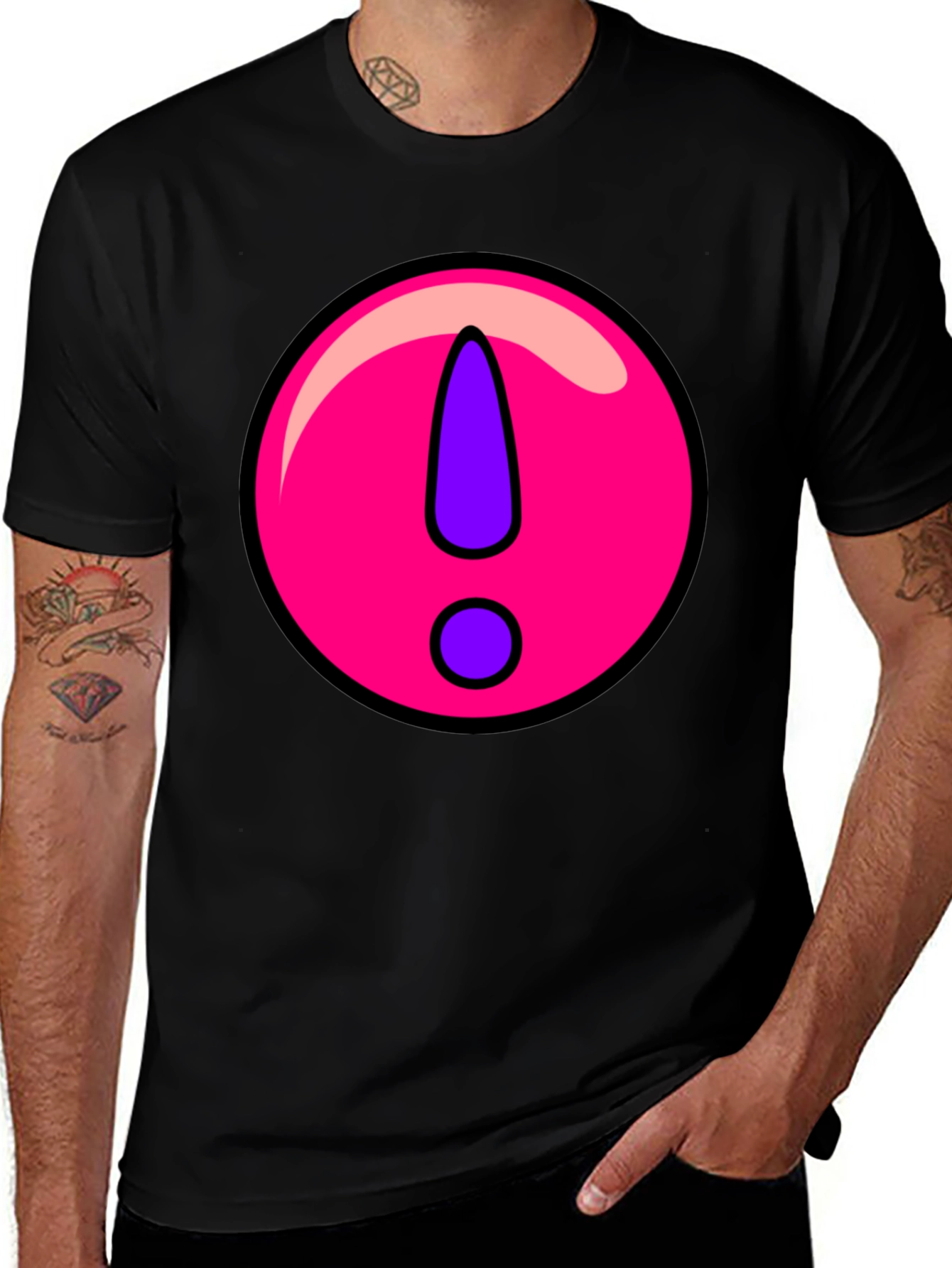 Statement T-Shirt: Pink Exclamation Graphic