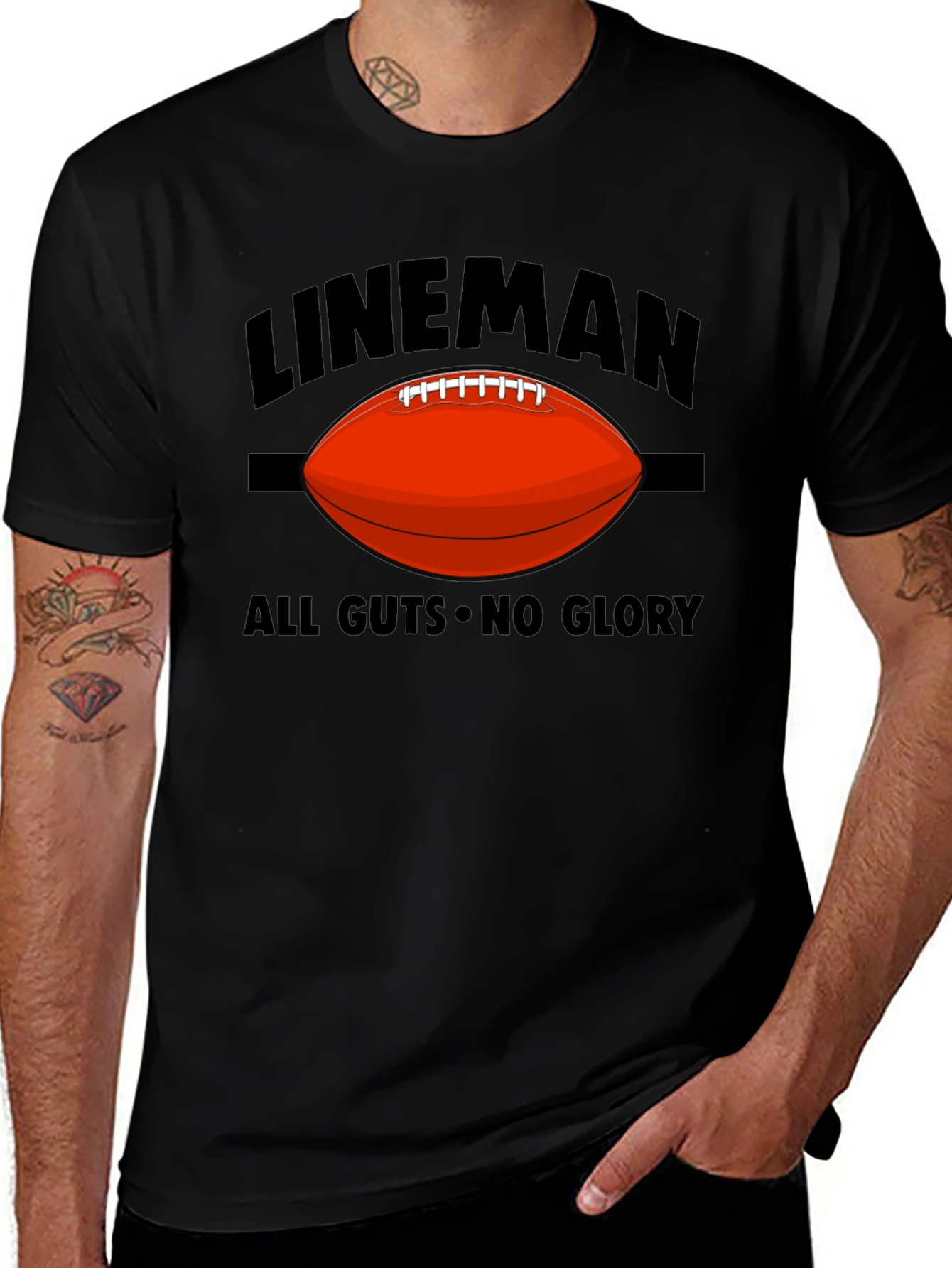 Variant 4 of Lineman All Guts No Glory Football Graphic T-Shirt