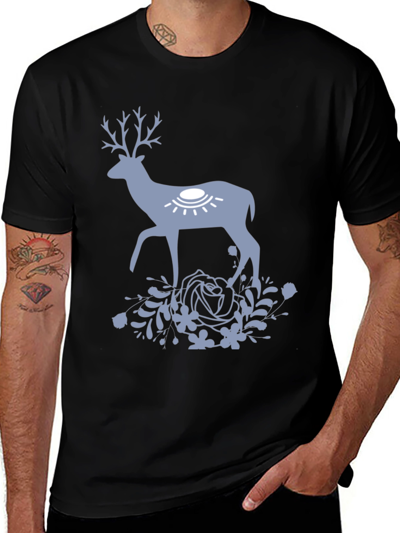 Variant 12 of Deer and Floral Graphic Print Tee