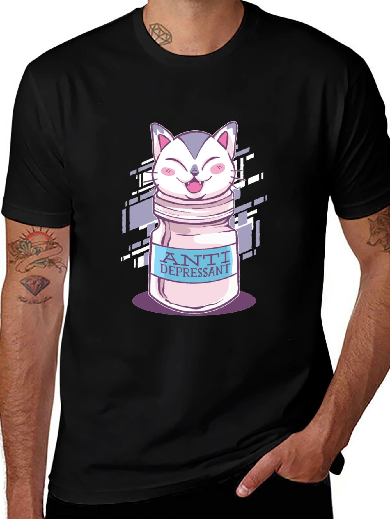 Variant 19 of Anti Depressant Cat Graphic T-Shirt