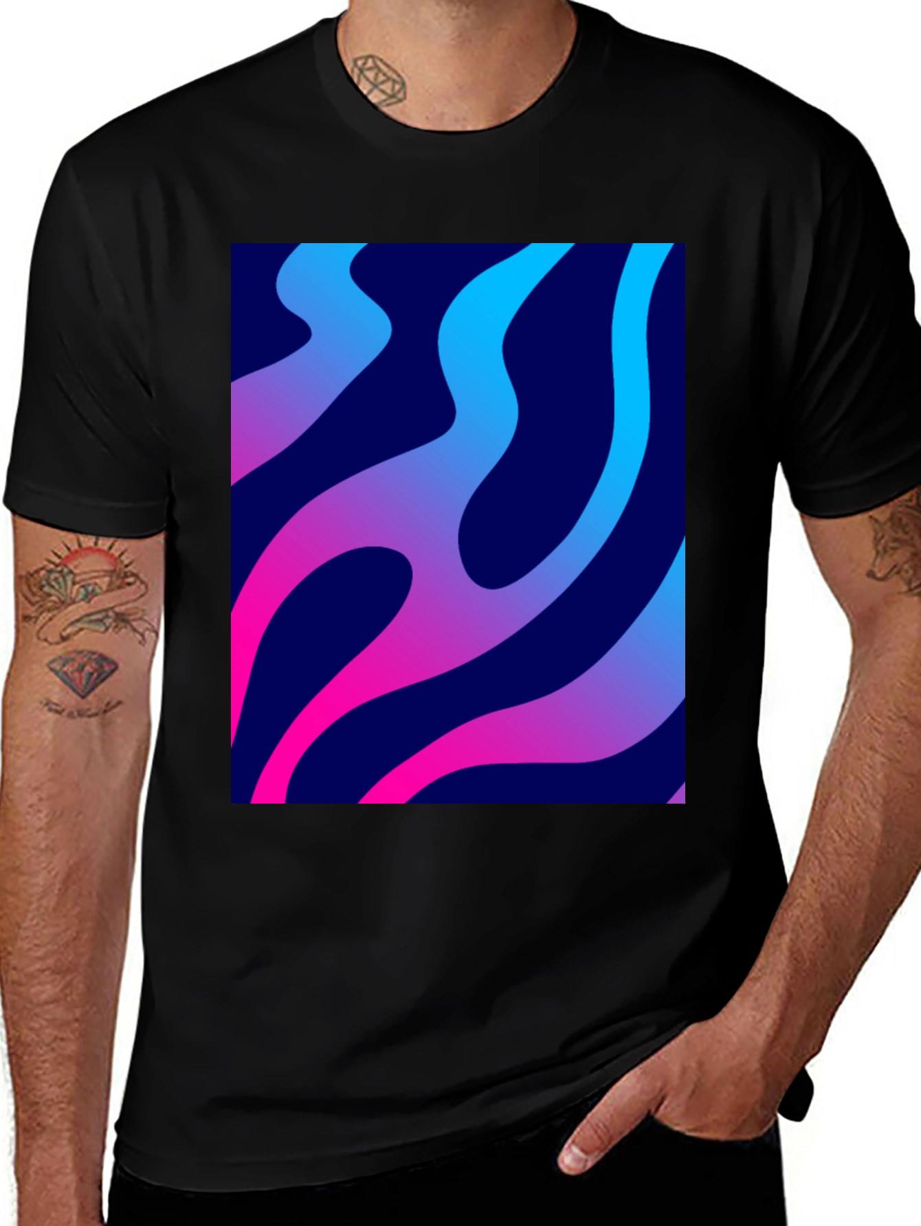 Variant 3 of Abstract Wave Graphic Black T-Shirt