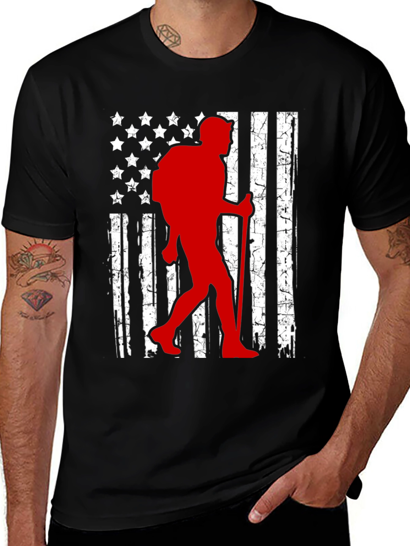 Variant 5 of Hiking American Flag T-Shirt