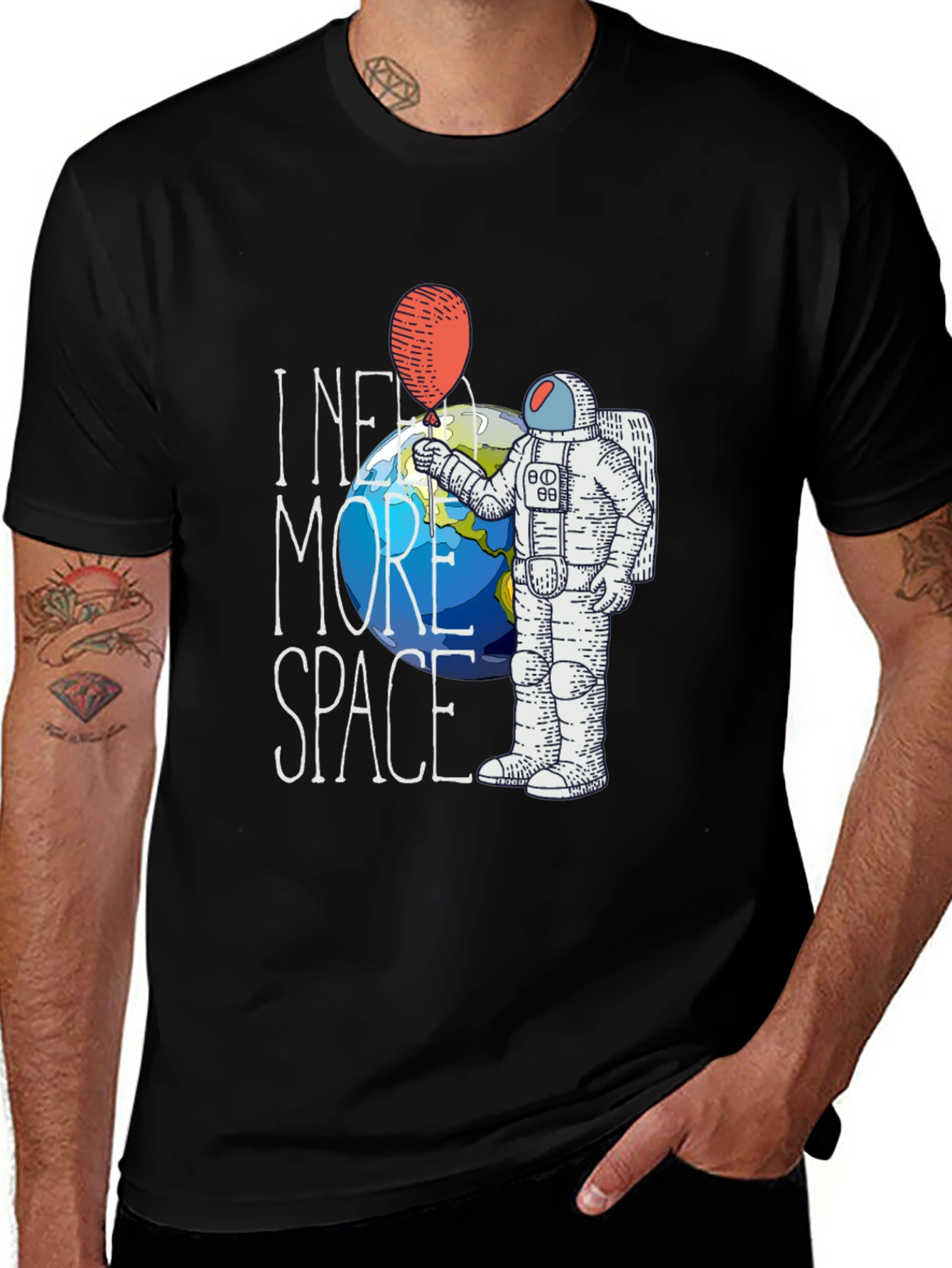 I Need More Space T-Shirt, Astronaut Design, Earth Graphic