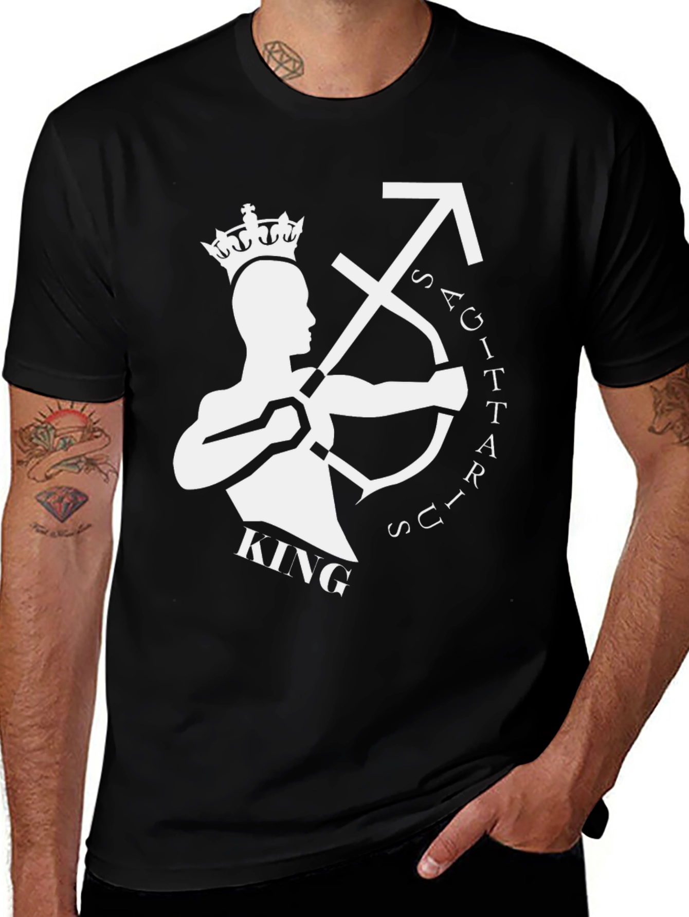 Sagittarius King Graphic Tee - Zodiac Birthday Shirt